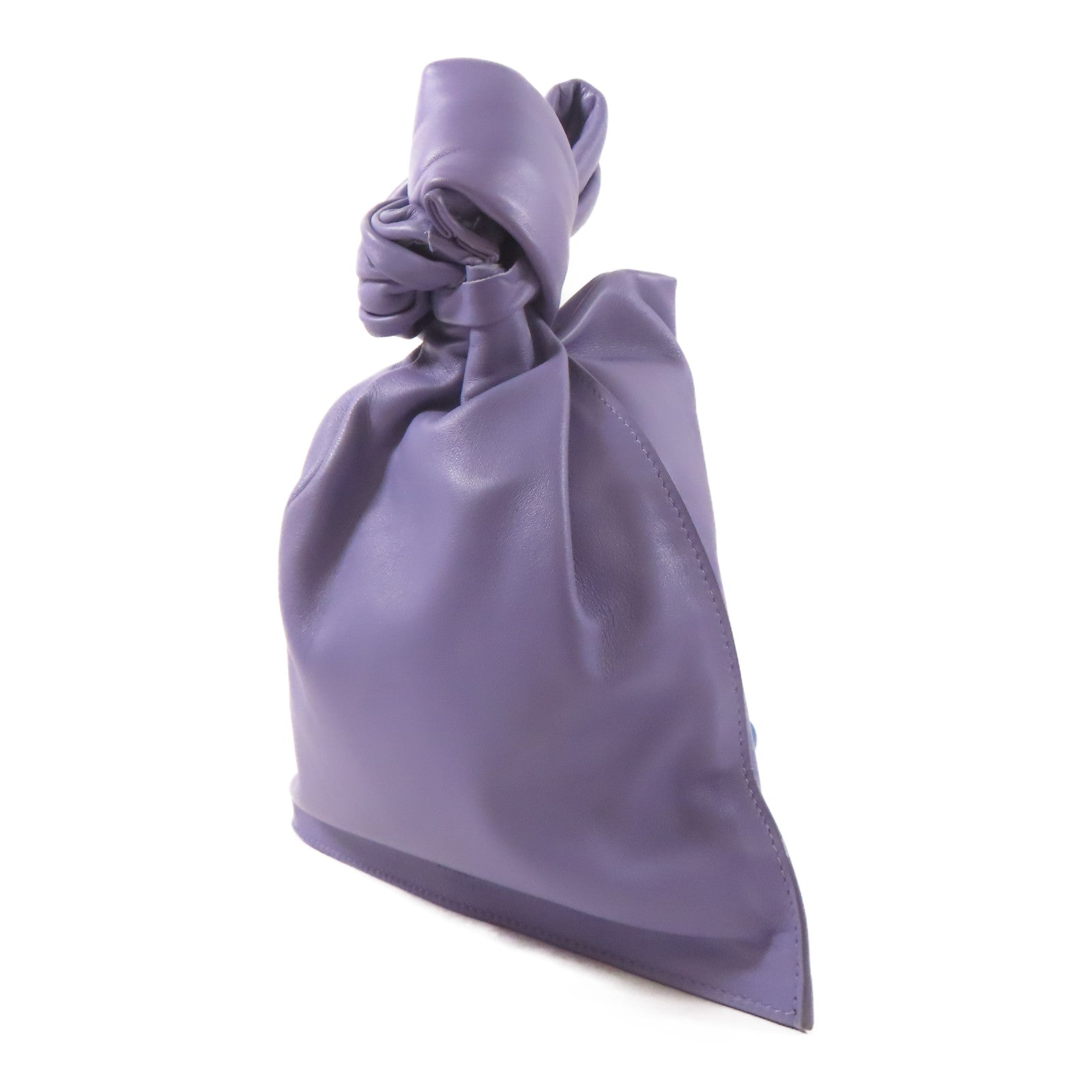 BOTTEGA VENETA 牛皮皮革Twist Mini銀扣手挽袋紫色