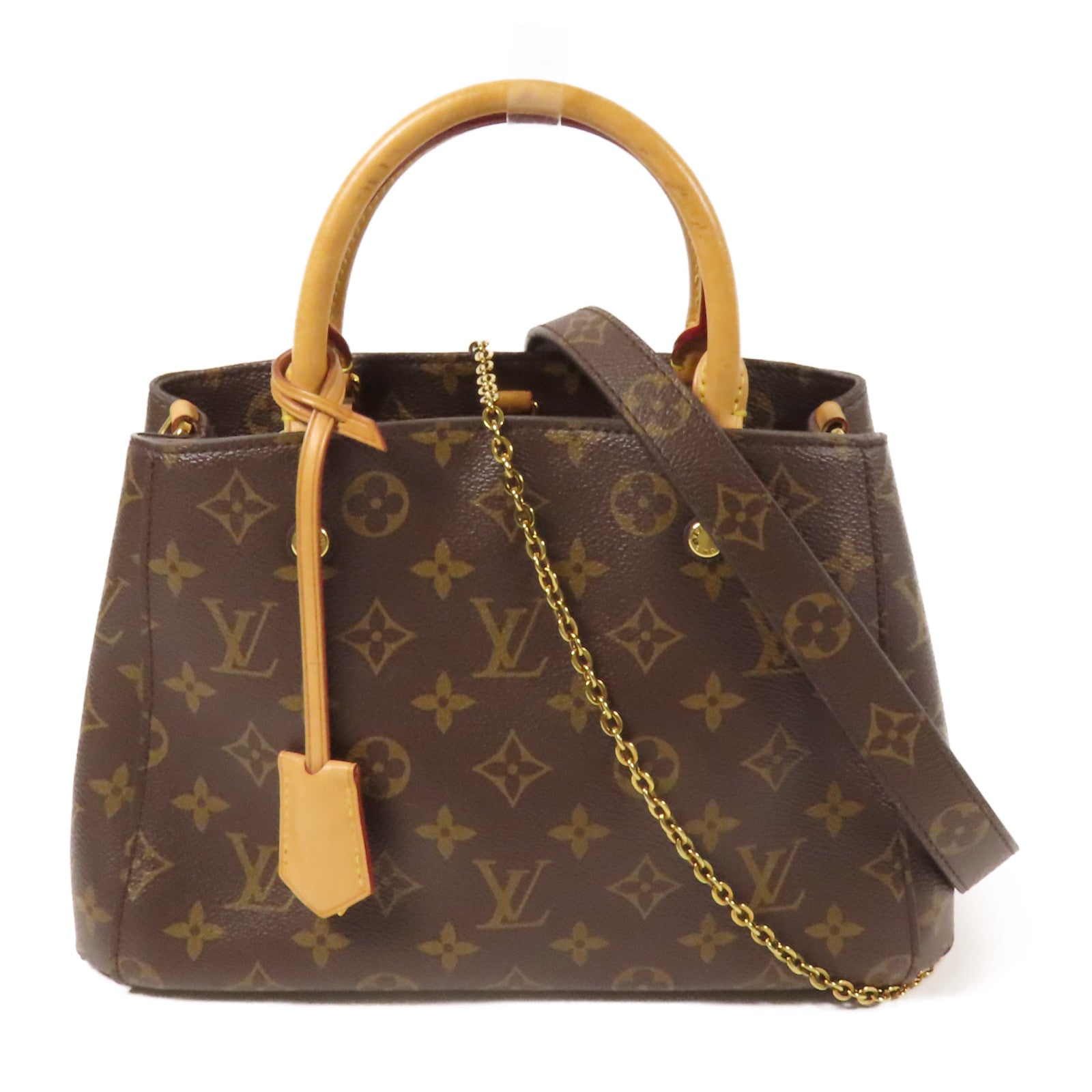 LOUIS VUITTON Monogram Montaigne BB金扣手挽肩背兩用袋棕色