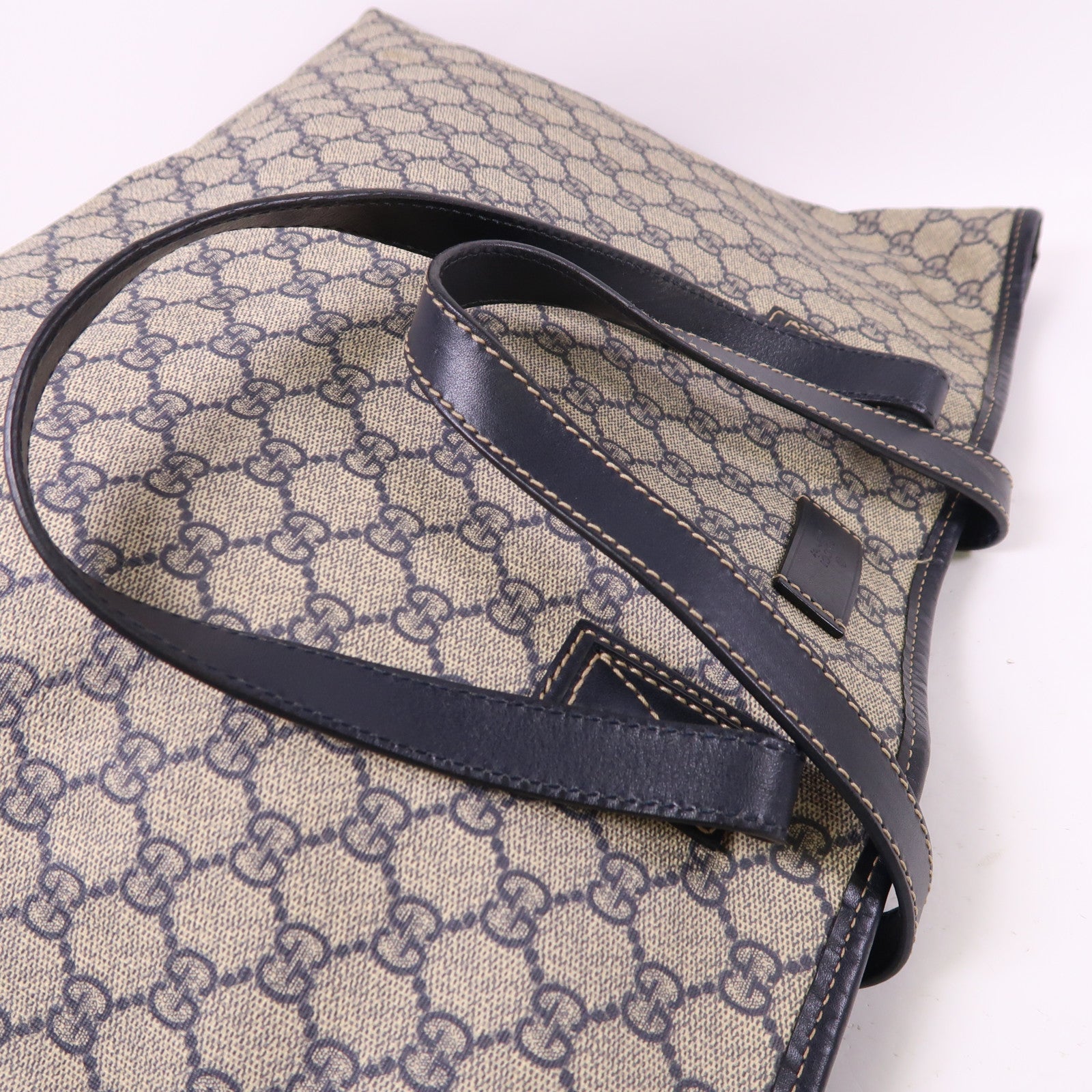 GUCCI 塗層帆布Tote Bag銀扣肩背袋