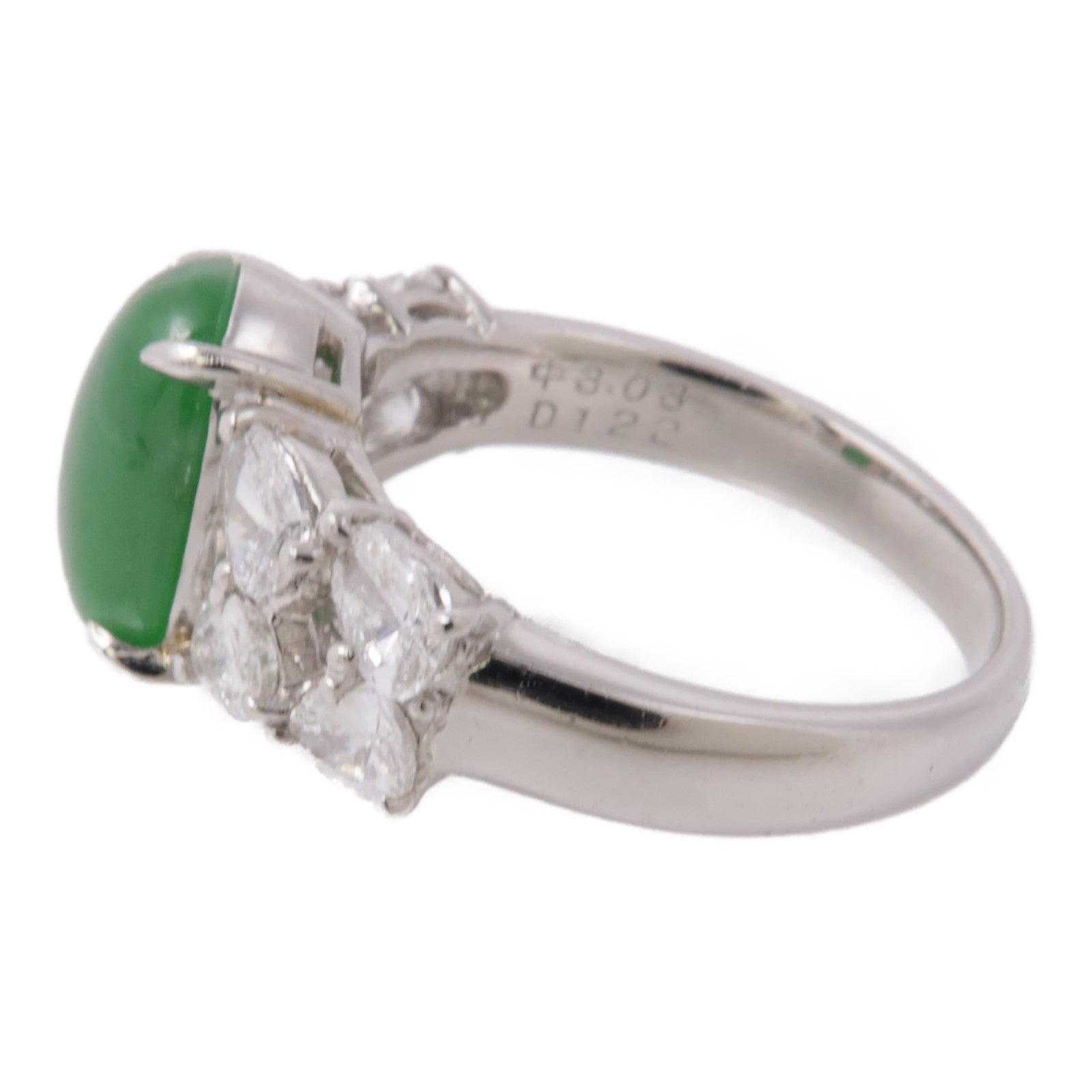 JEWELRY PT900鉑金Jade Diamond Ring翡翠/鑽石戒指US#6.5