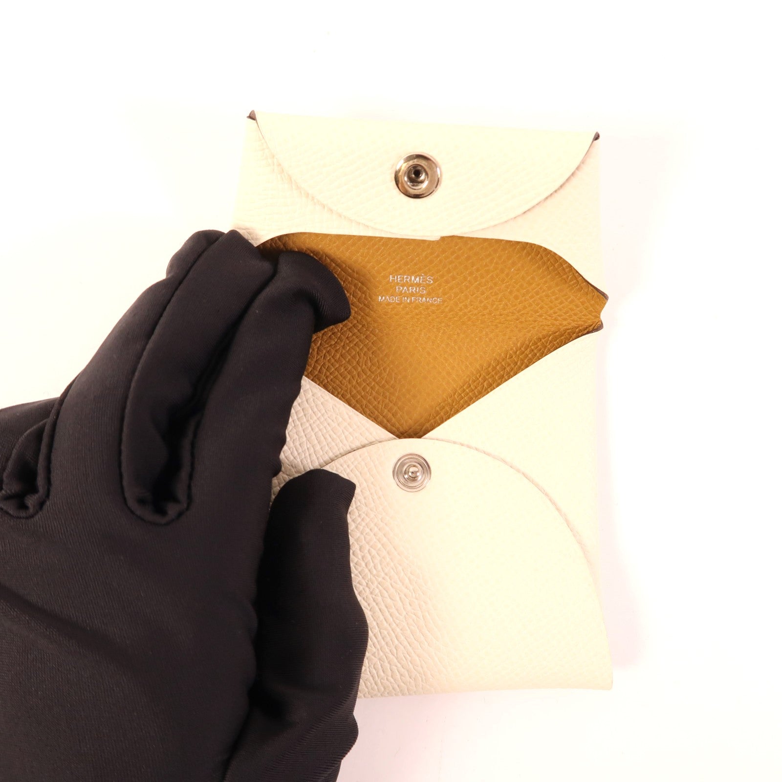 HERMES Epsom皮革Bastia銀扣零錢包Nata