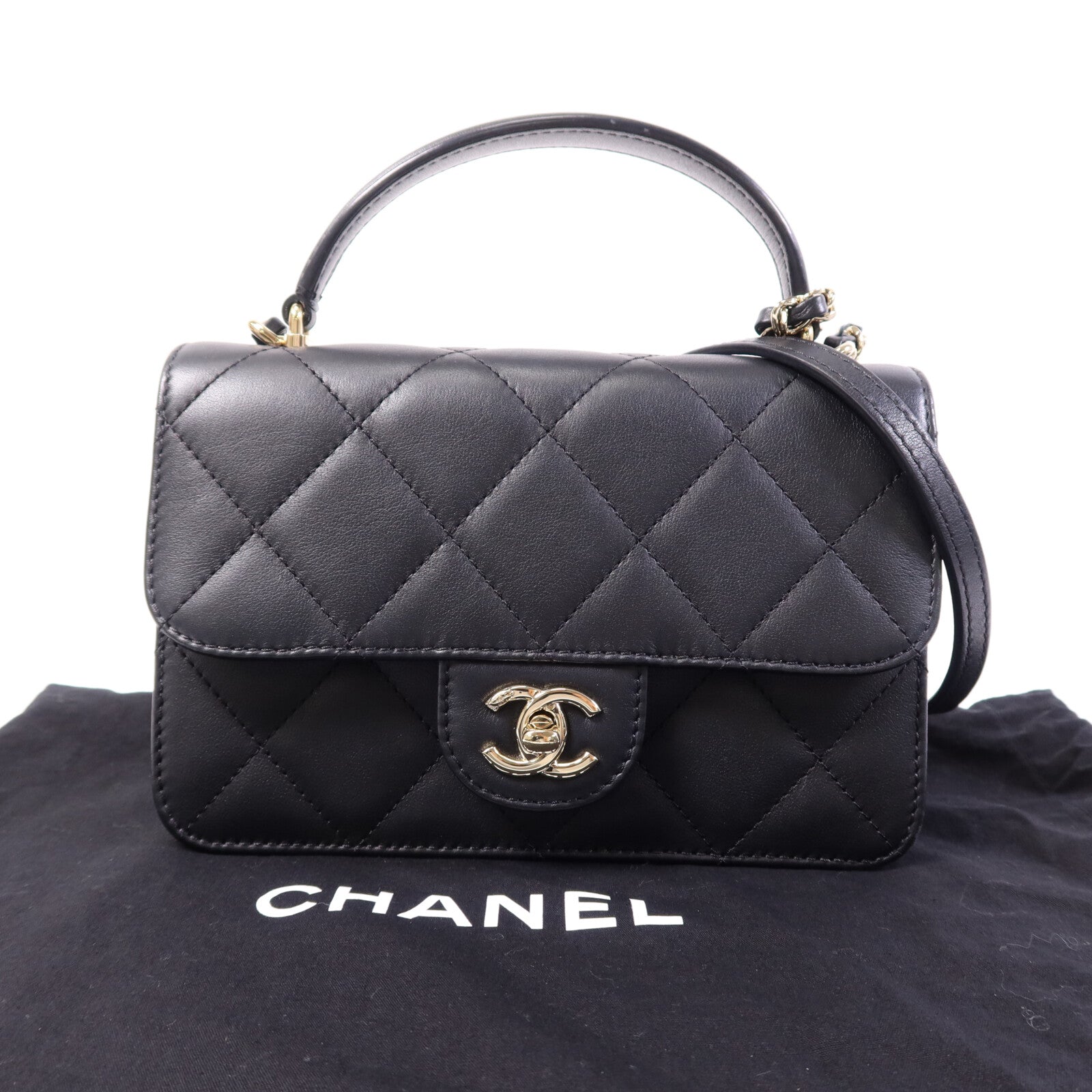 CHANEL 牛皮皮革2 Way Shoulder Bag金扣鏈帶肩背袋