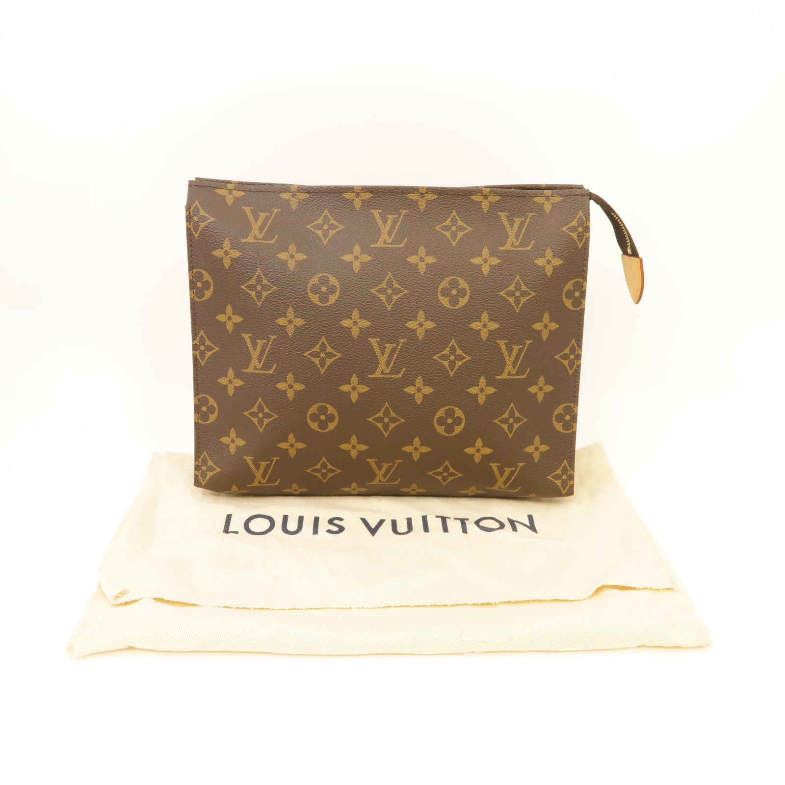 LOUIS VUITTON Monogram Poche Toilette 19金扣手拿包棕色