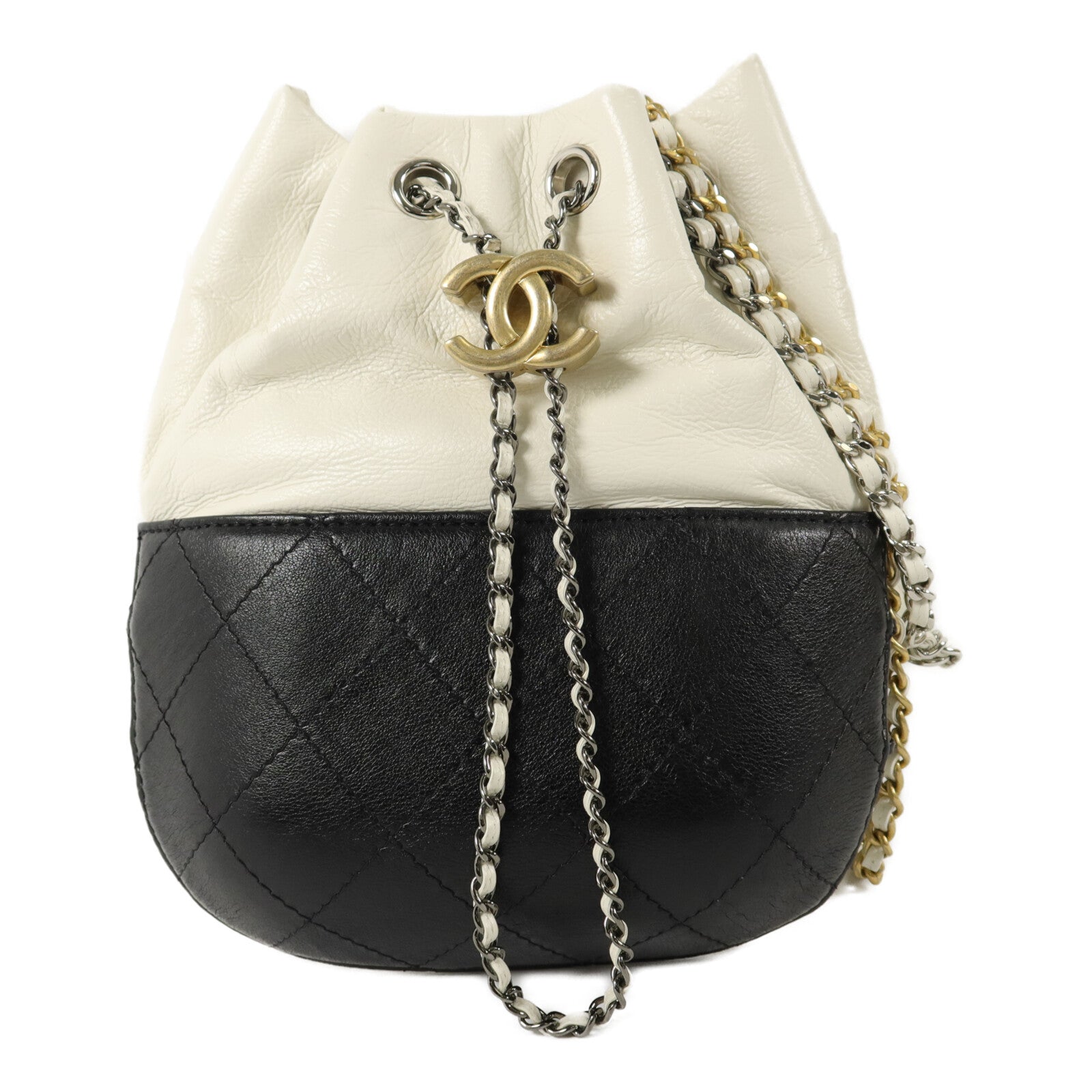 CHANEL 牛皮皮革Gabrielle Bucket鏈帶肩背袋