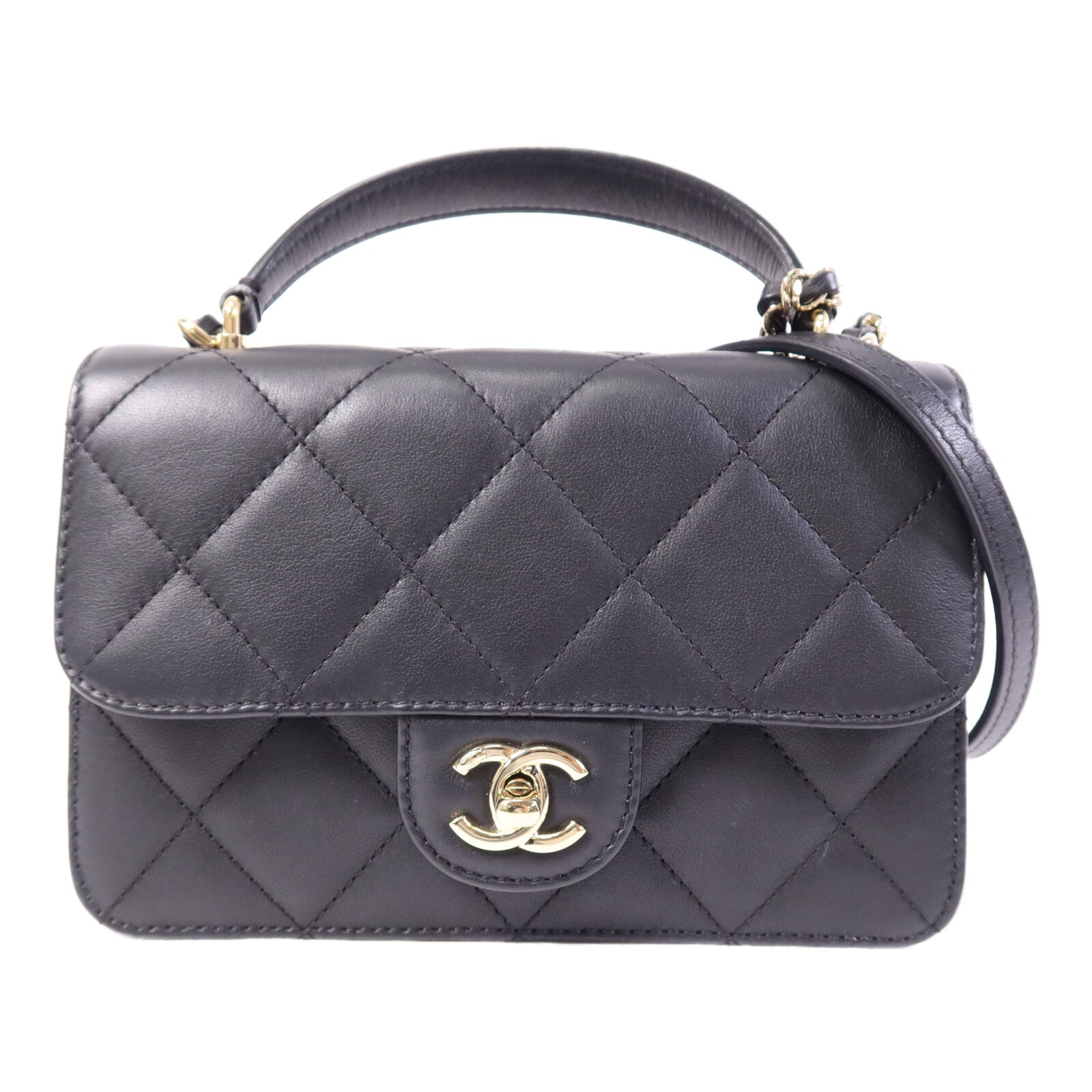 CHANEL 牛皮皮革2 Way Shoulder Bag金扣鏈帶肩背袋