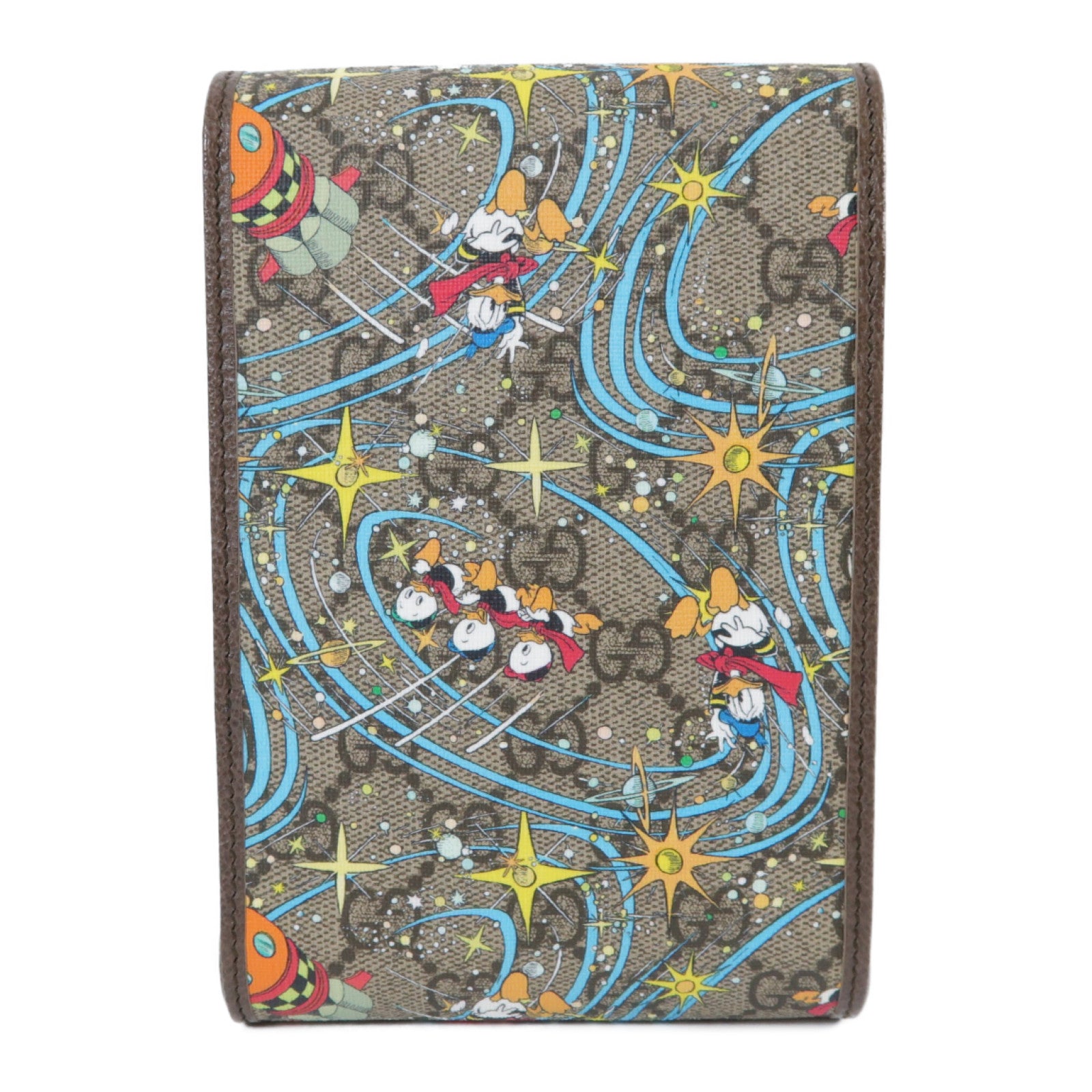GUCCI **【激減優惠】塗層帆布Gucci x Disney Donald Duck金扣肩背袋啡色