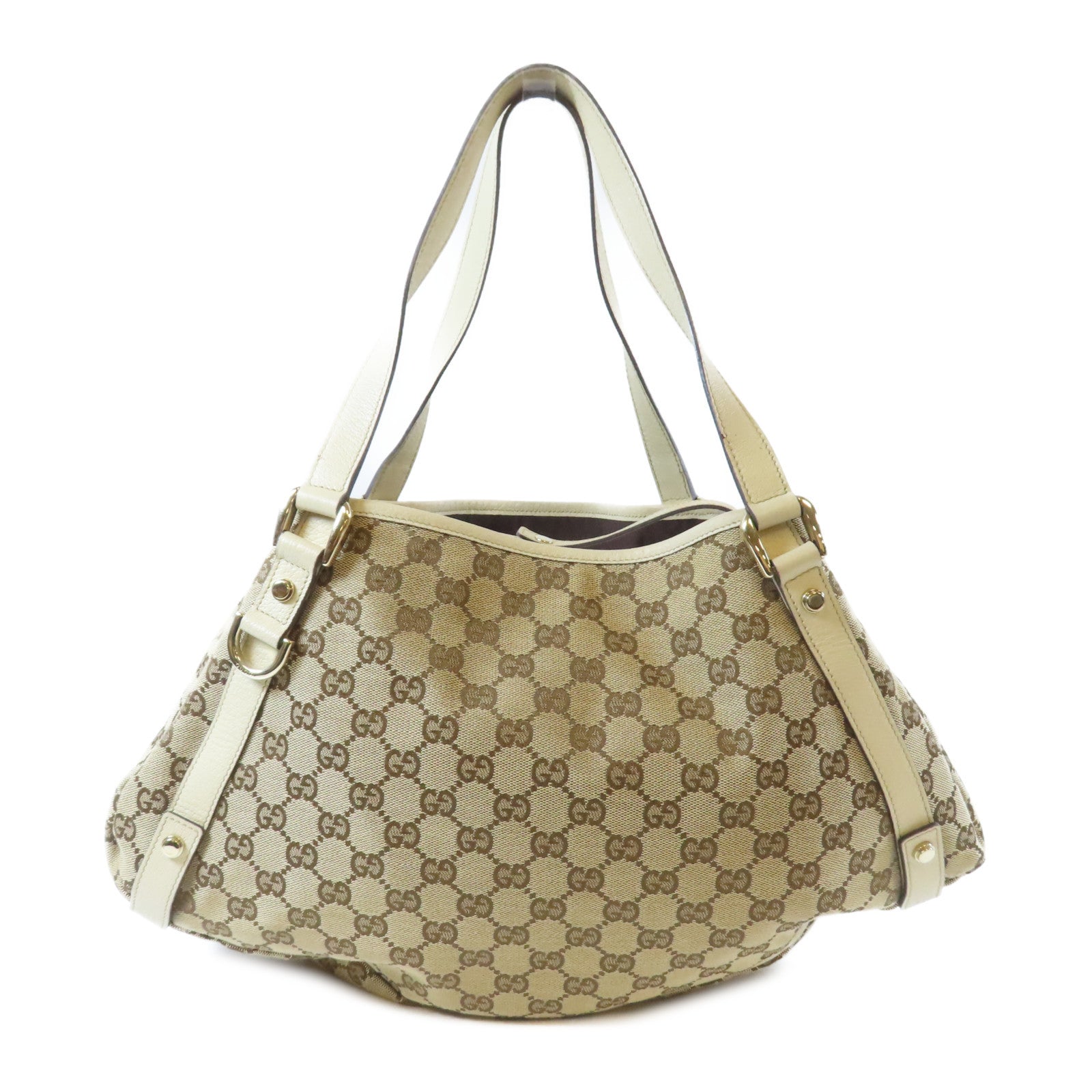 GUCCI 【激減優惠】帆布Abbey Shoulder Bag金扣肩背袋米色