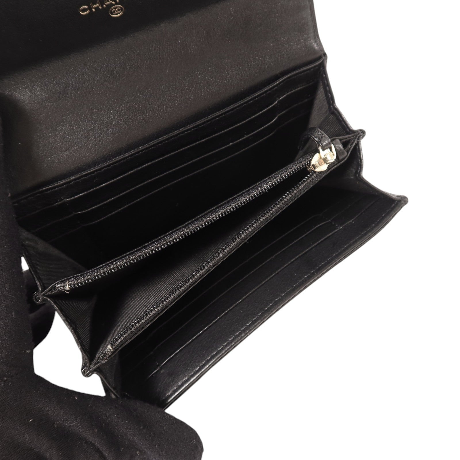 CHANEL 羊皮皮革Wallet金扣長錢包