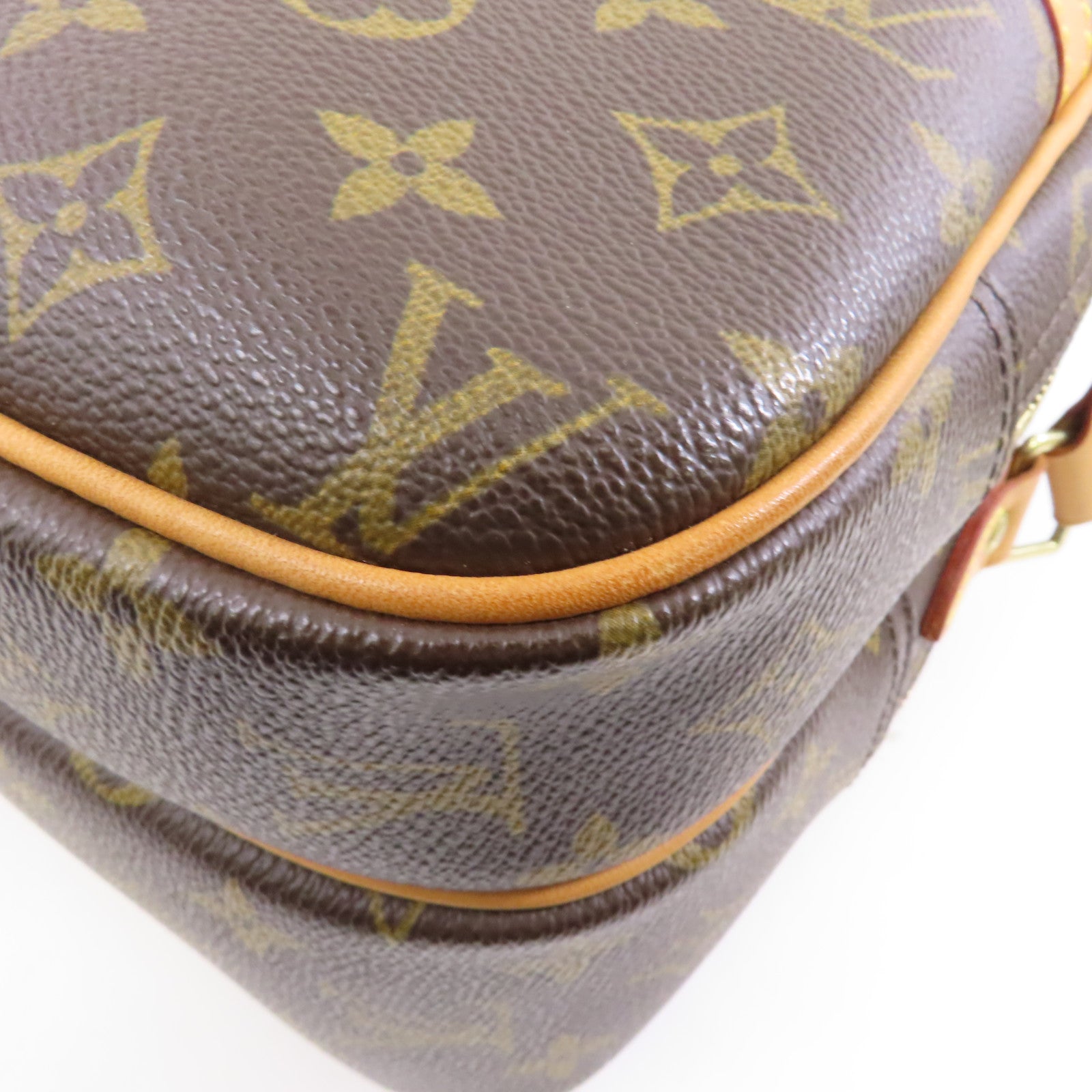 LOUIS VUITTON Monogram Reporter PM金扣肩背袋棕色