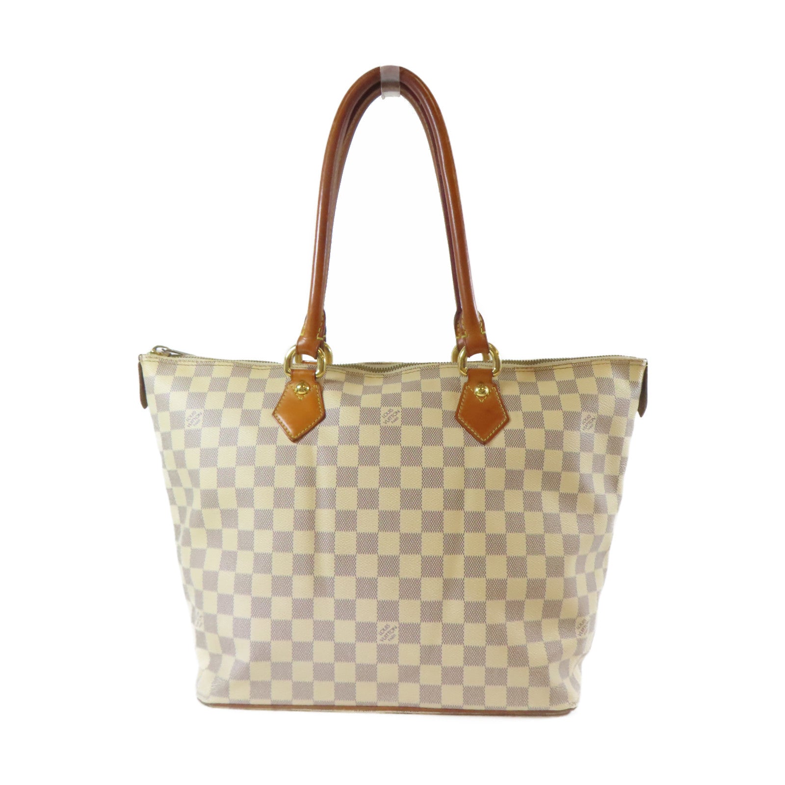 LOUIS VUITTON 【激減優惠】Damier Azur Saleya MM金扣手挽袋白色