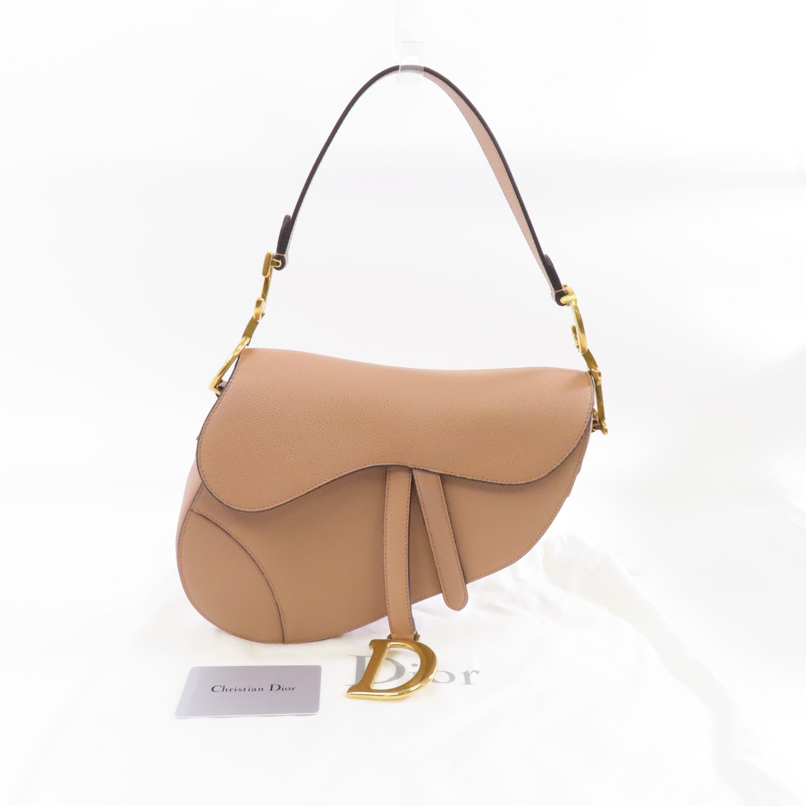 Dior 牛皮皮革Saddle Bag金扣肩背袋粉紅色