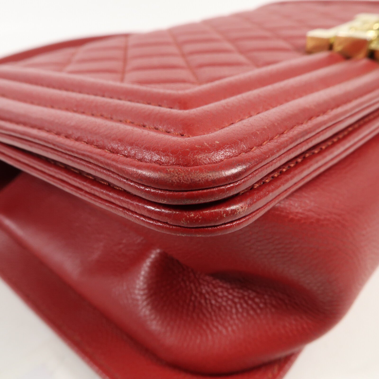 CHANEL 牛皮皮革Boy 25金扣鏈帶肩背袋