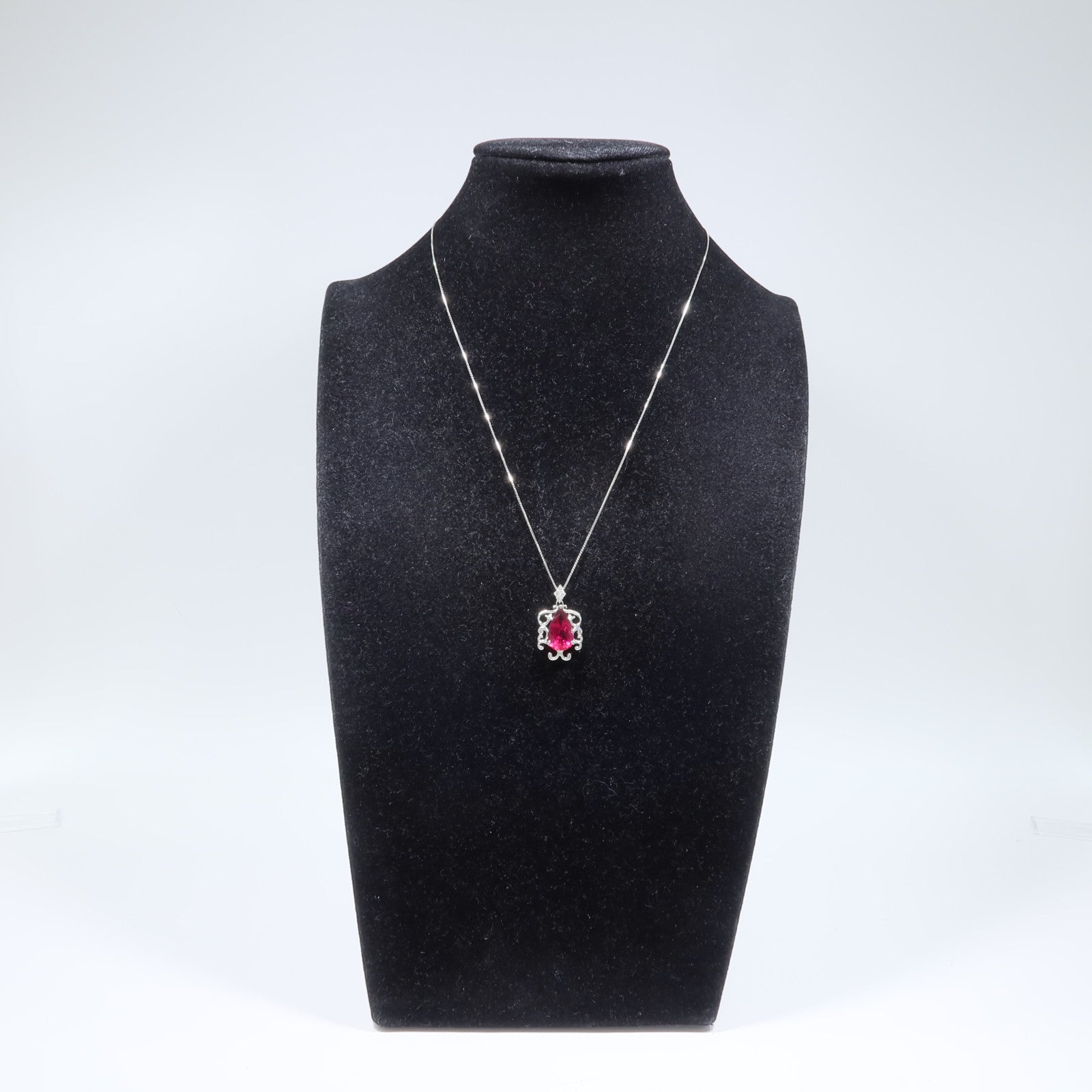 JEWELRY 18K白金Rubellite Diamond Necklace紅碧璽/鑽石項鍊