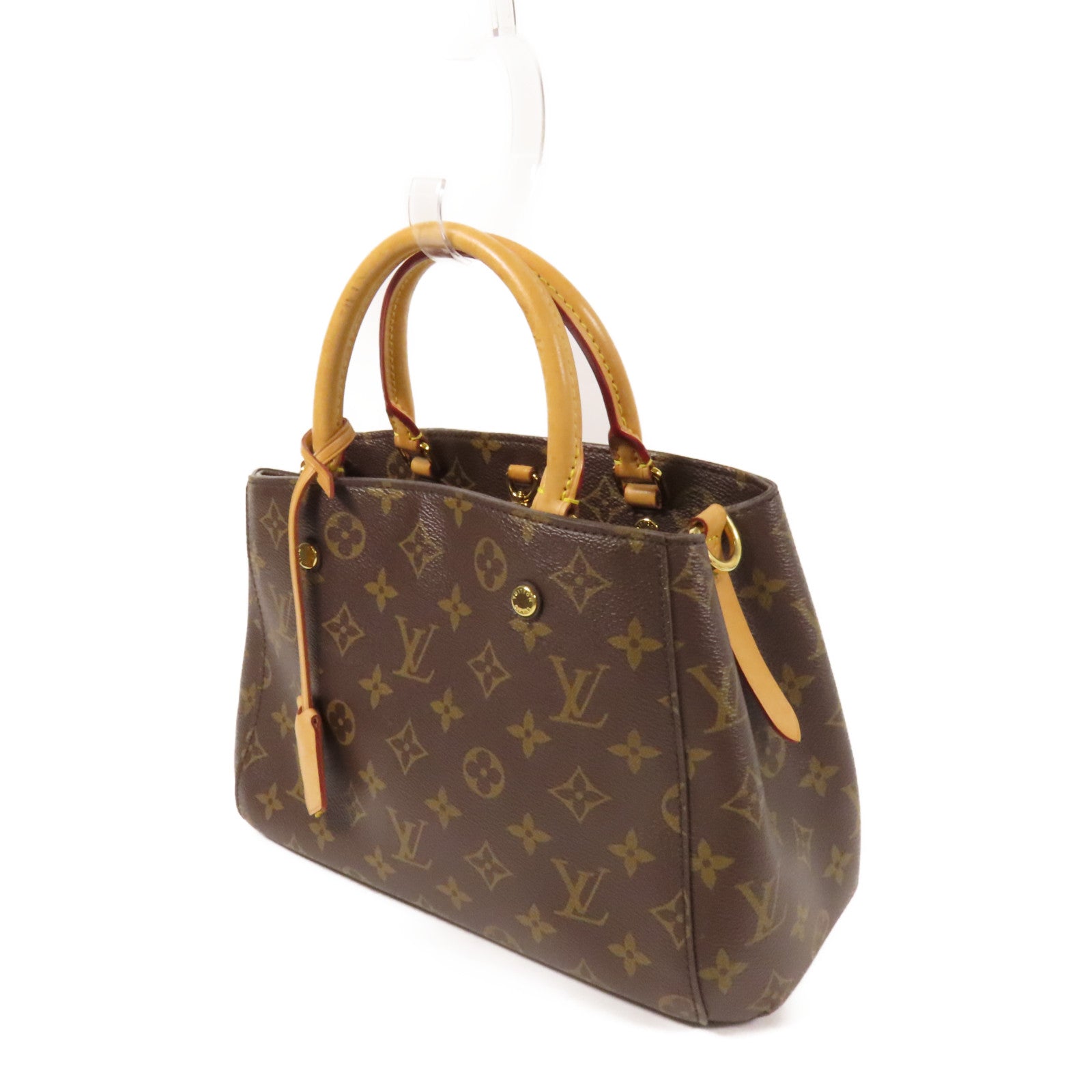 LOUIS VUITTON Monogram Montaigne BB金扣手挽肩背兩用袋棕色