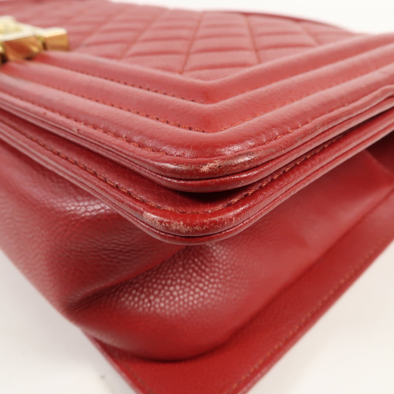 CHANEL 牛皮皮革Boy 25金扣鏈帶肩背袋