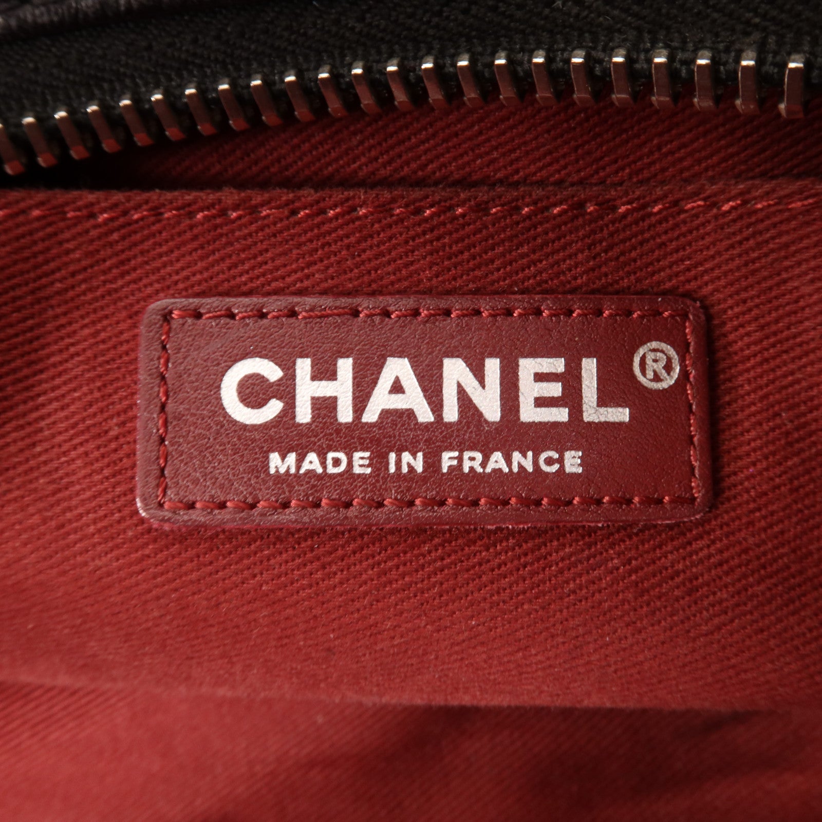 CHANEL 牛皮皮革Tote Bag銀扣肩背袋