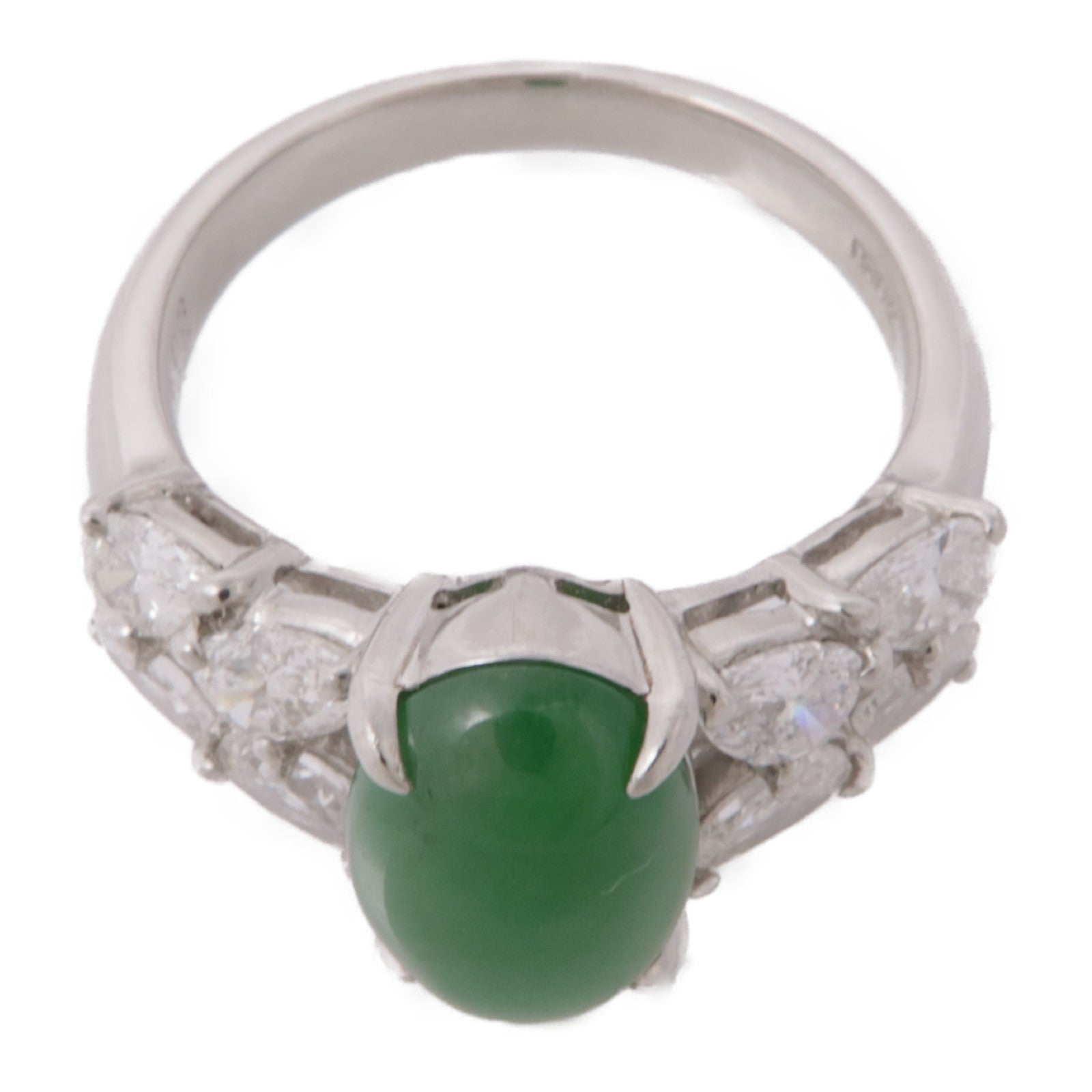JEWELRY PT900鉑金Jade Diamond Ring翡翠/鑽石戒指US#6.5