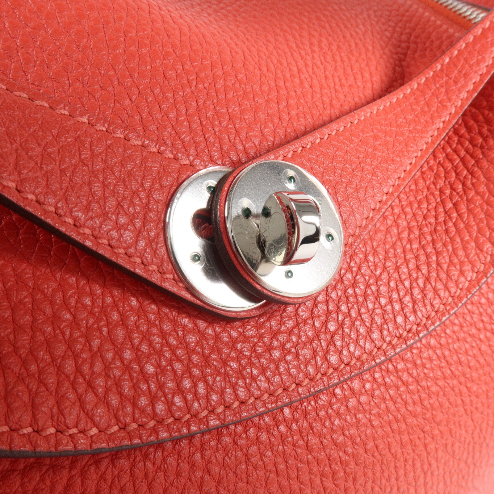 HERMES Clemence皮革Lindy 30手挽肩背兩用袋Rouge Pivoine