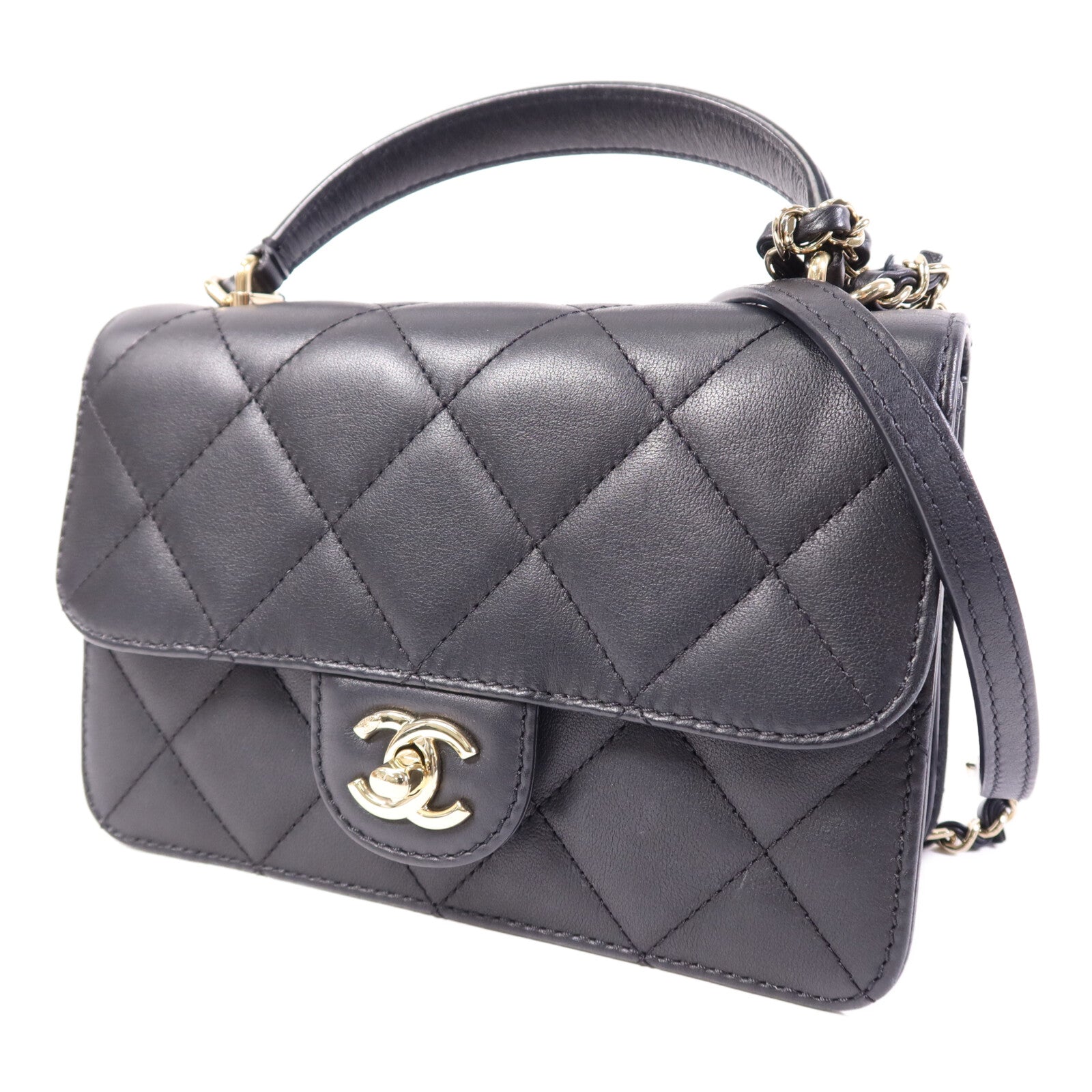 CHANEL 牛皮皮革2 Way Shoulder Bag金扣鏈帶肩背袋