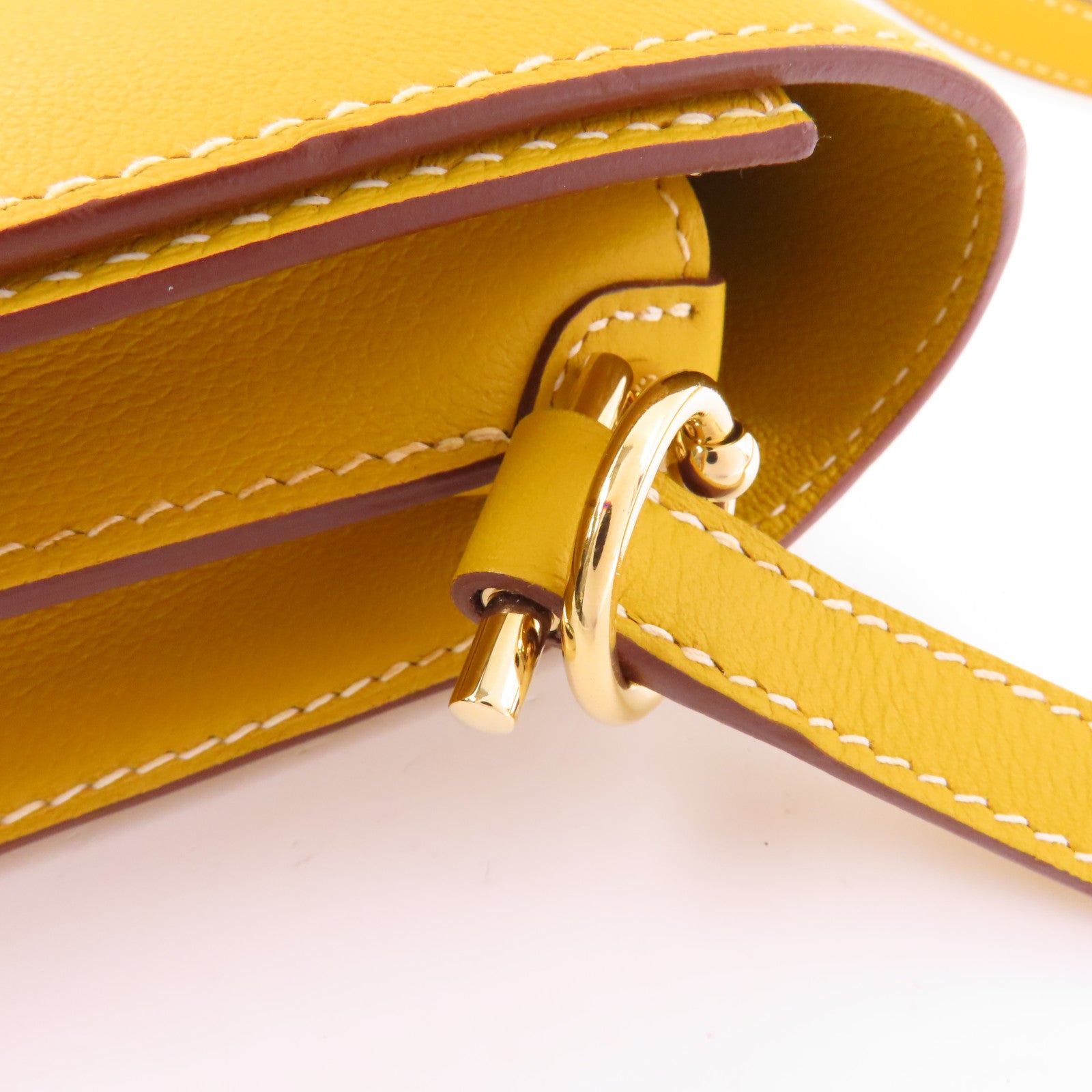HERMES Evercolor皮革Roulis 23金扣肩背袋Jaune Ambre/黃色