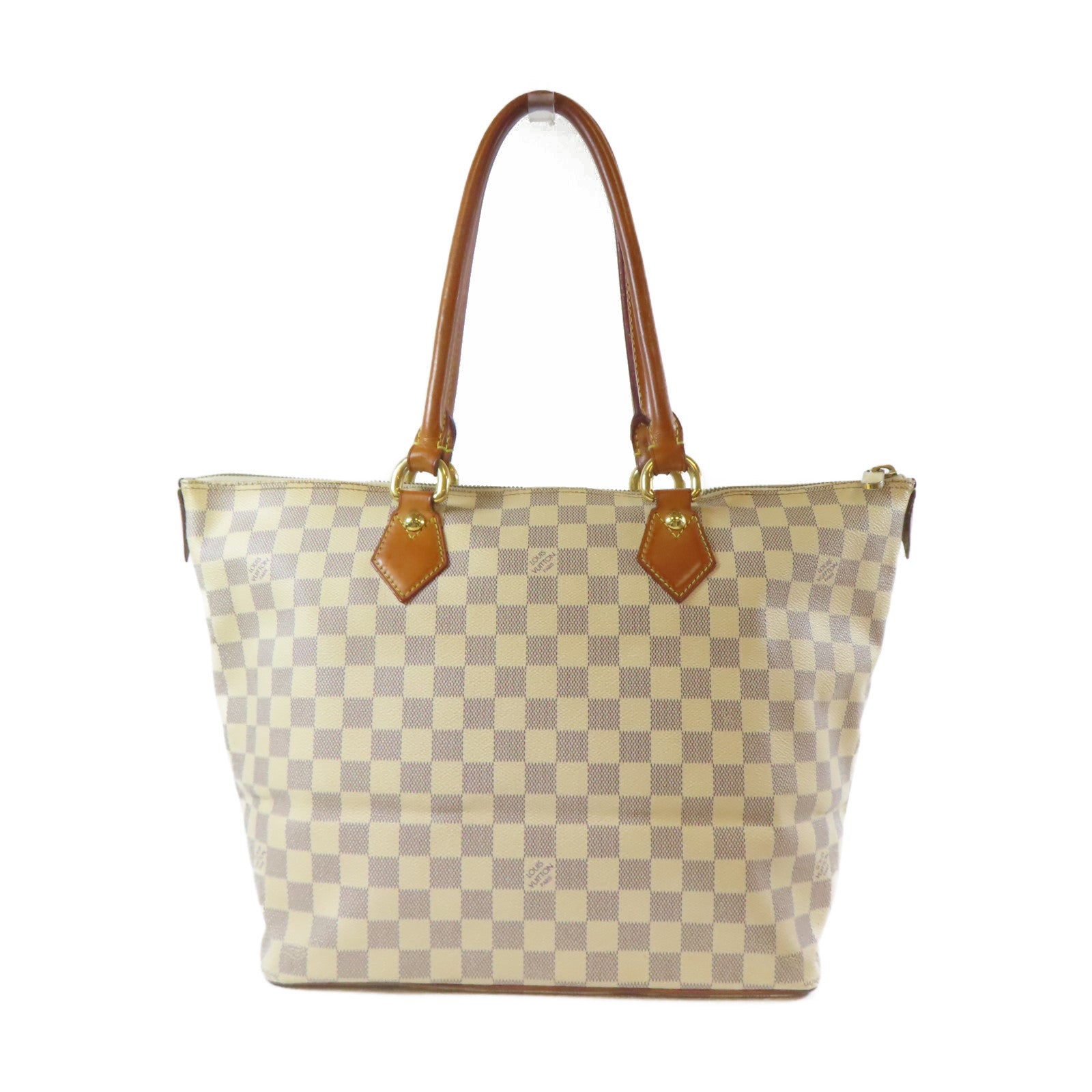 LOUIS VUITTON 【激減優惠】Damier Azur Saleya MM金扣手挽袋白色