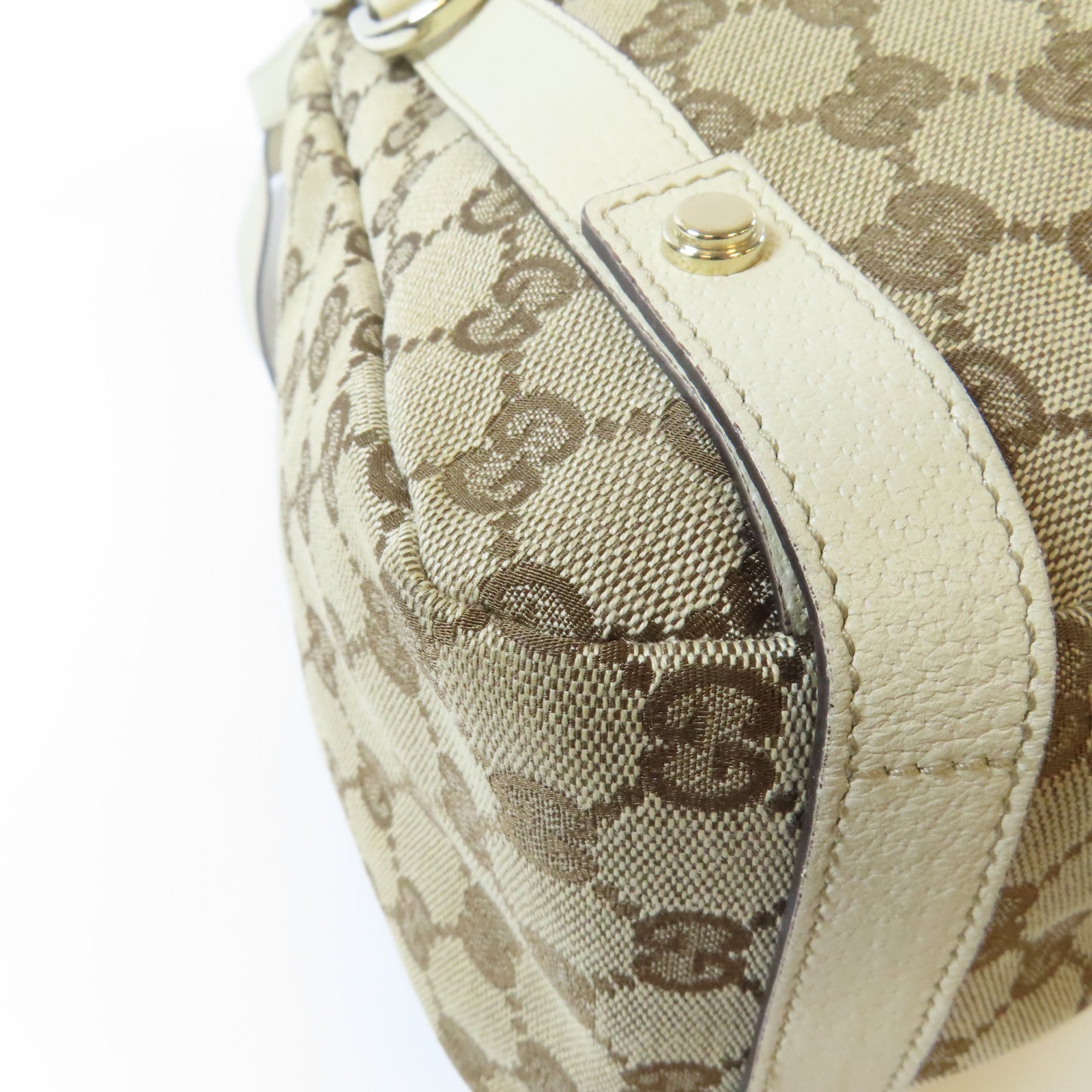 GUCCI 【激減優惠】帆布Abbey Shoulder Bag金扣肩背袋米色