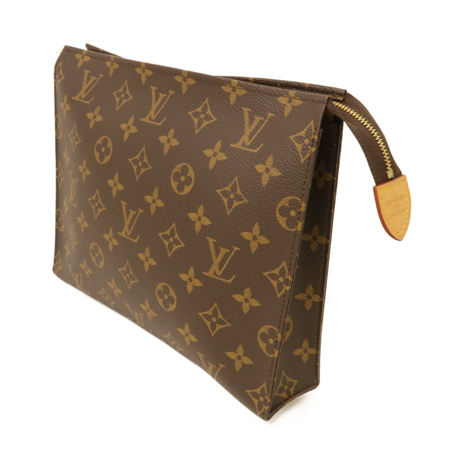 LOUIS VUITTON Monogram Poche Toilette 19金扣手拿包棕色