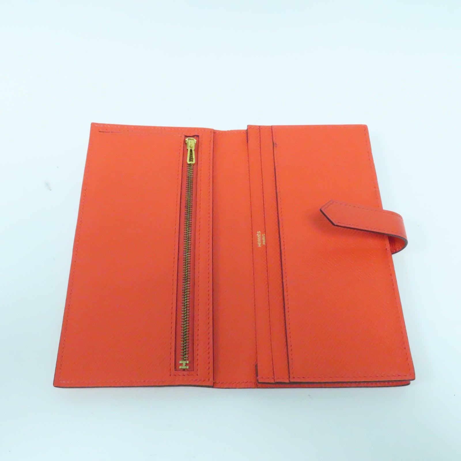 HERMES **【激減優惠】Epsom皮革Bearn W Snap金扣長錢包Rose Jaipur糖果紅色