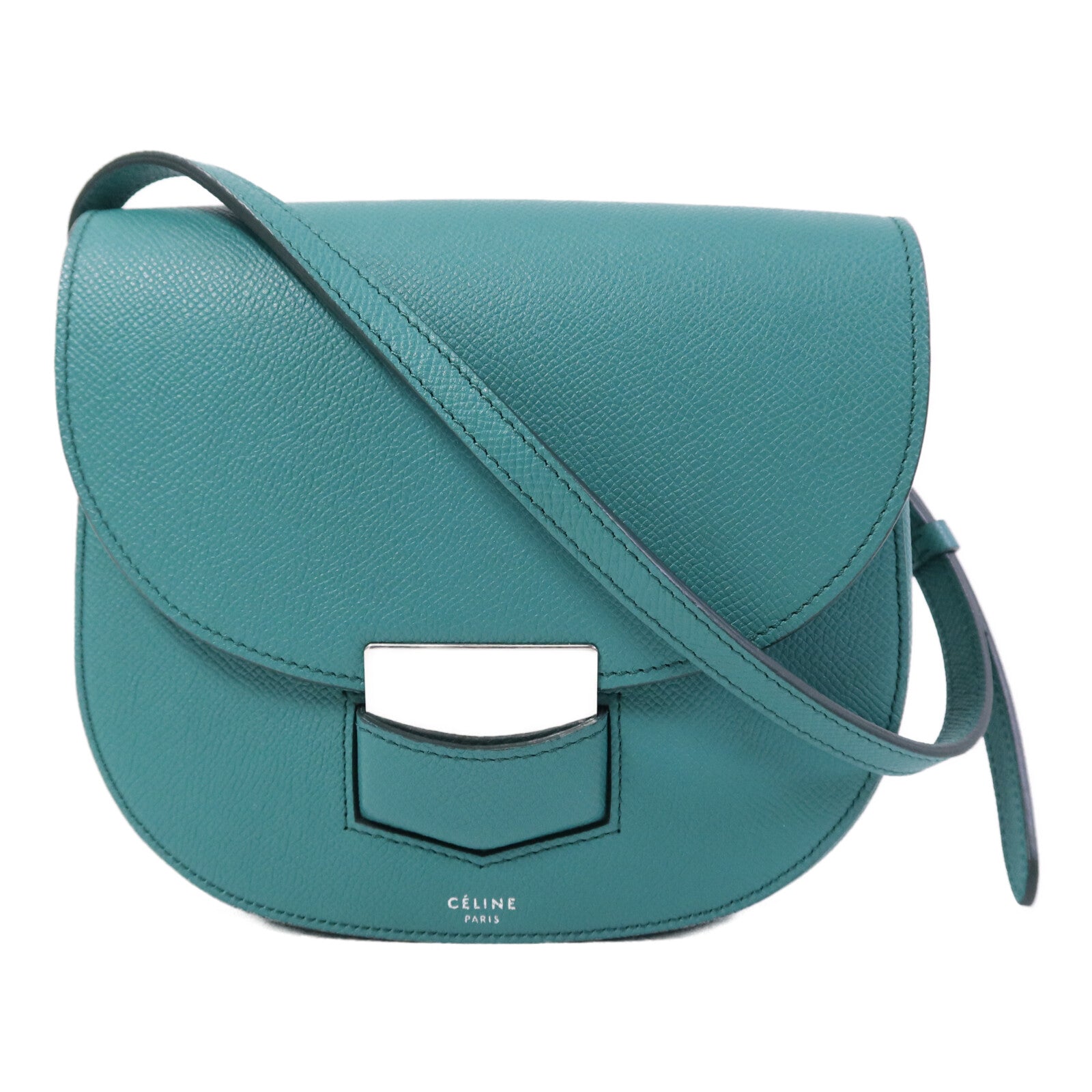 CELINE 牛皮皮革Trotteur銀扣肩背袋
