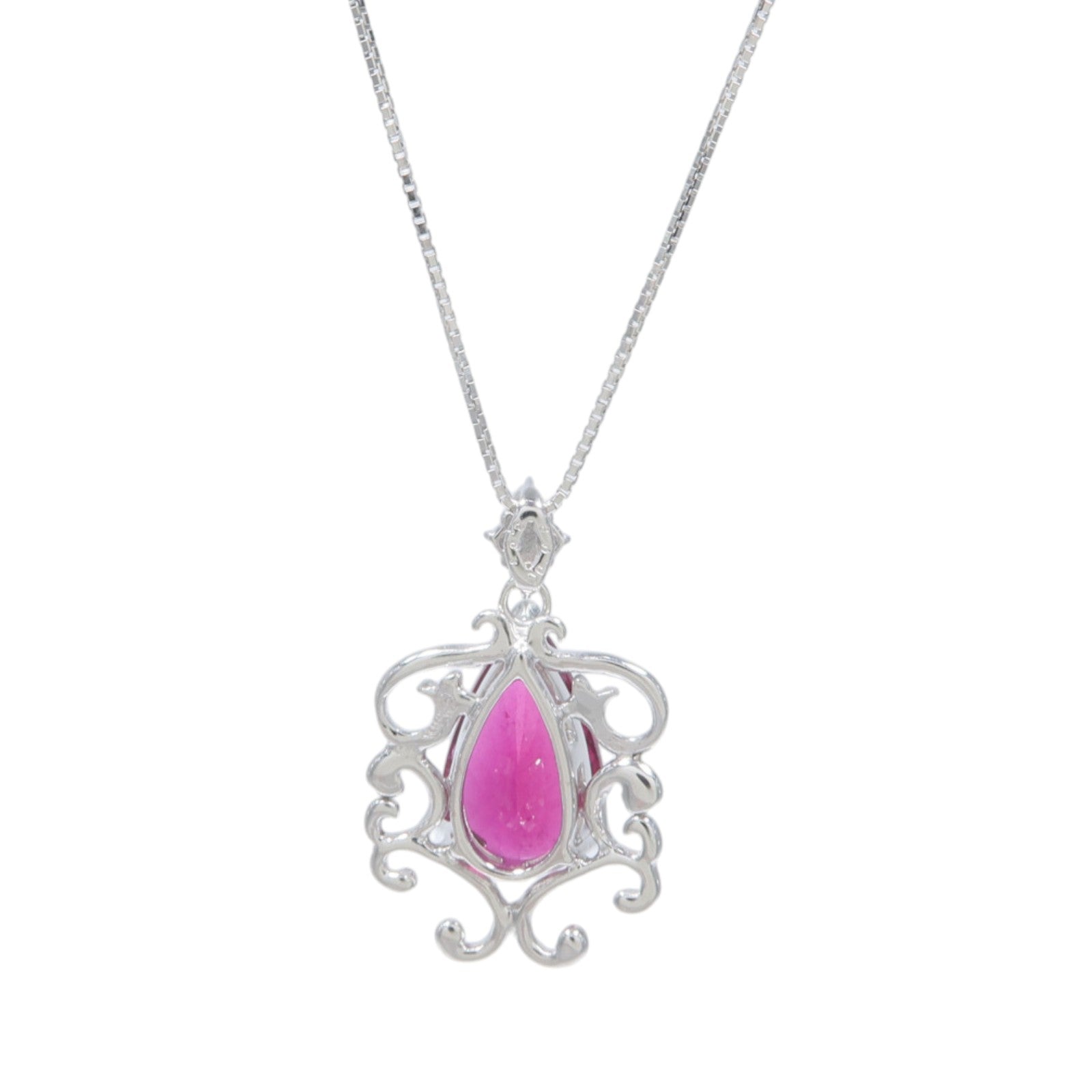JEWELRY 18K白金Rubellite Diamond Necklace紅碧璽/鑽石項鍊