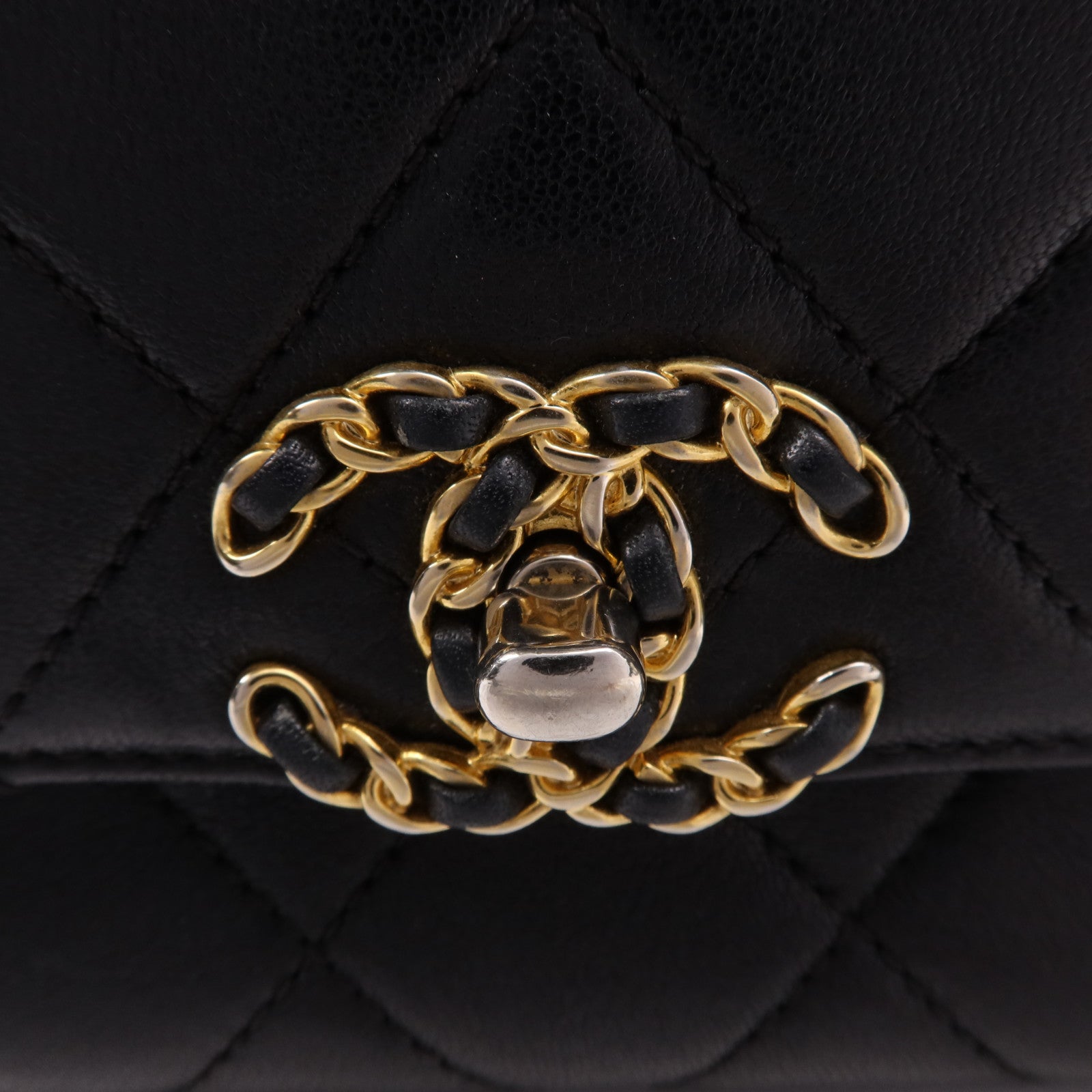 CHANEL 牛皮皮革Chain Shoulder Bag金扣鏈帶手挽肩背兩用袋