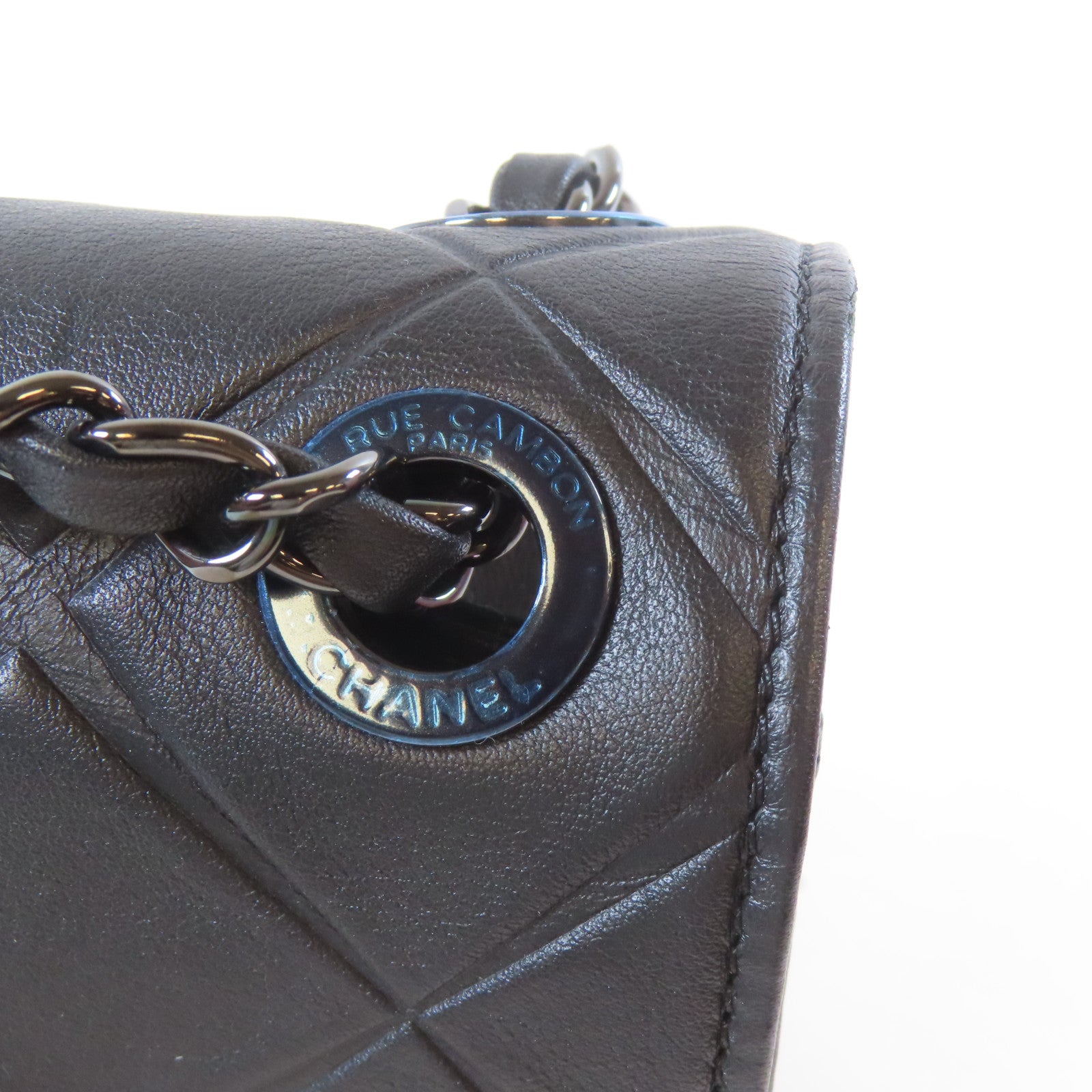 CHANEL 【激減優惠】菱格牛皮皮革Chain Shoulder黑扣肩背袋黑色