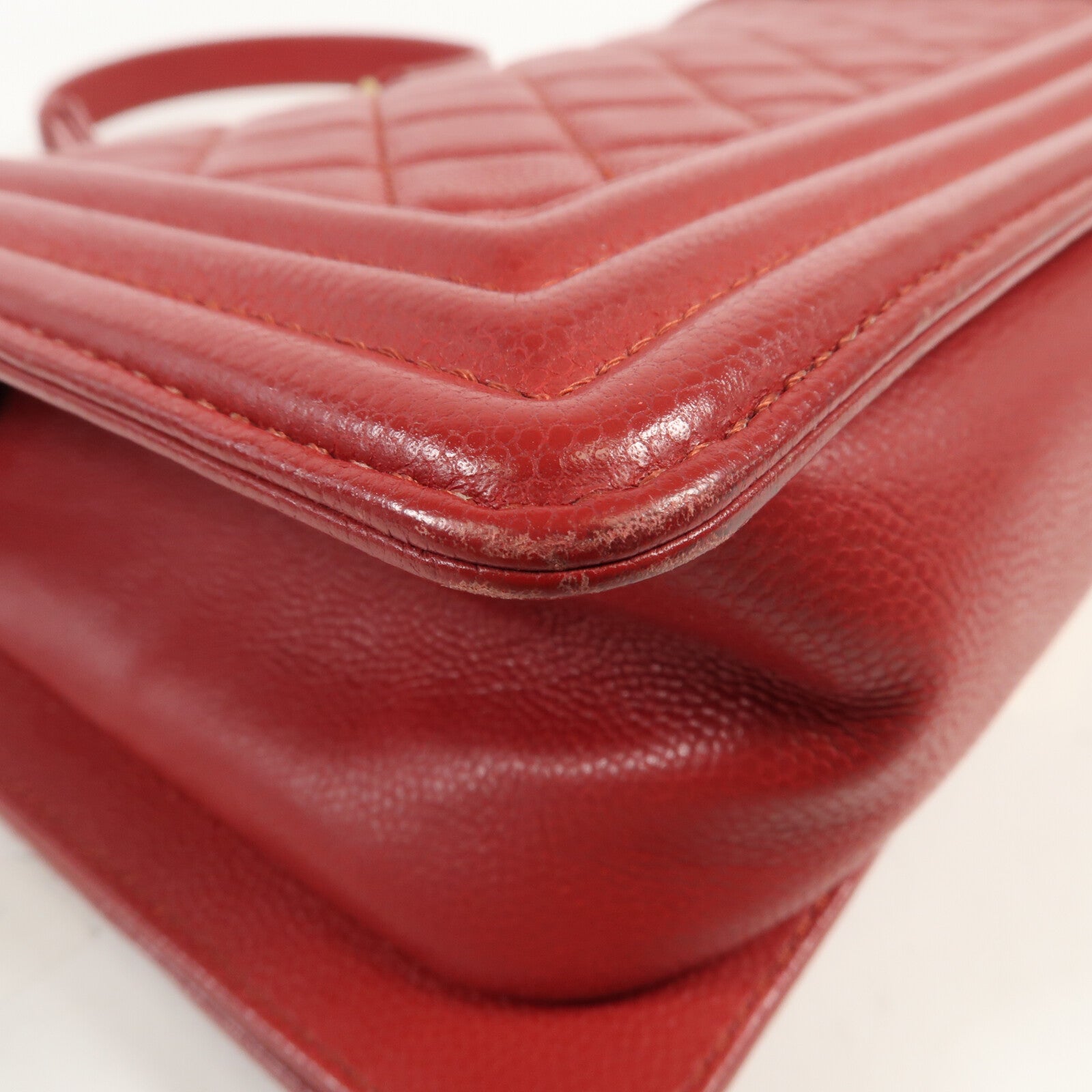 CHANEL 牛皮皮革Boy 25金扣鏈帶肩背袋