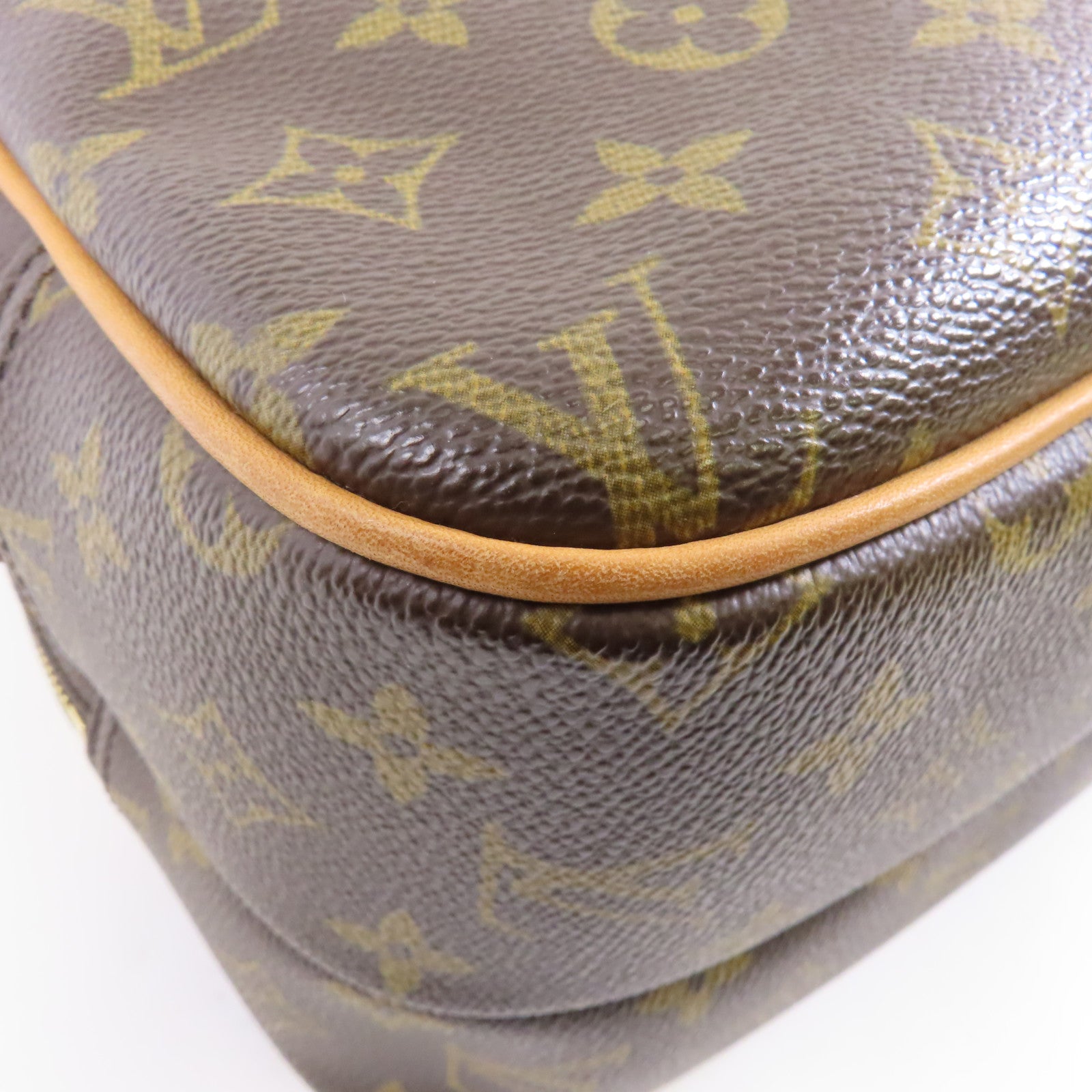 LOUIS VUITTON Monogram Reporter PM金扣肩背袋棕色