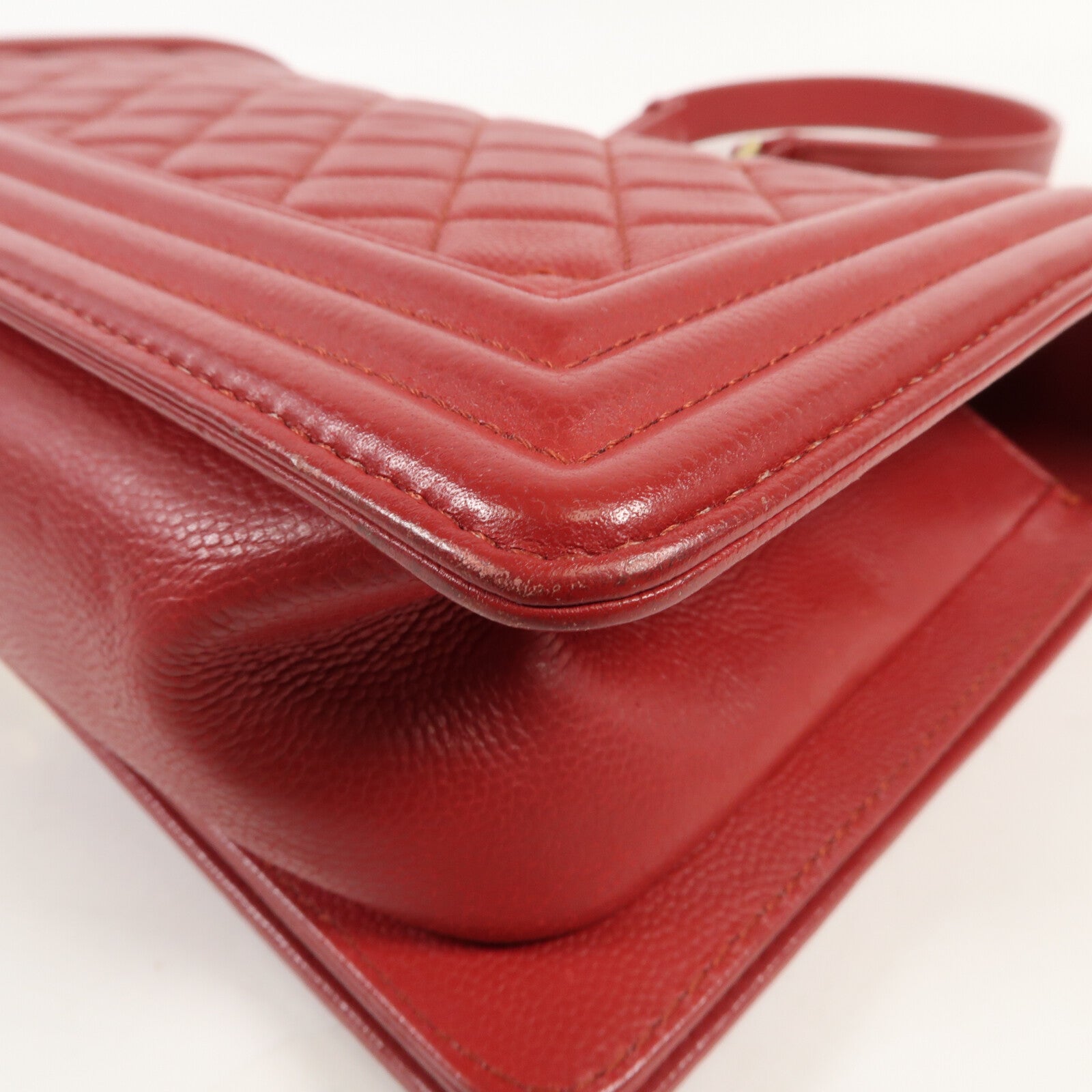 CHANEL 牛皮皮革Boy 25金扣鏈帶肩背袋