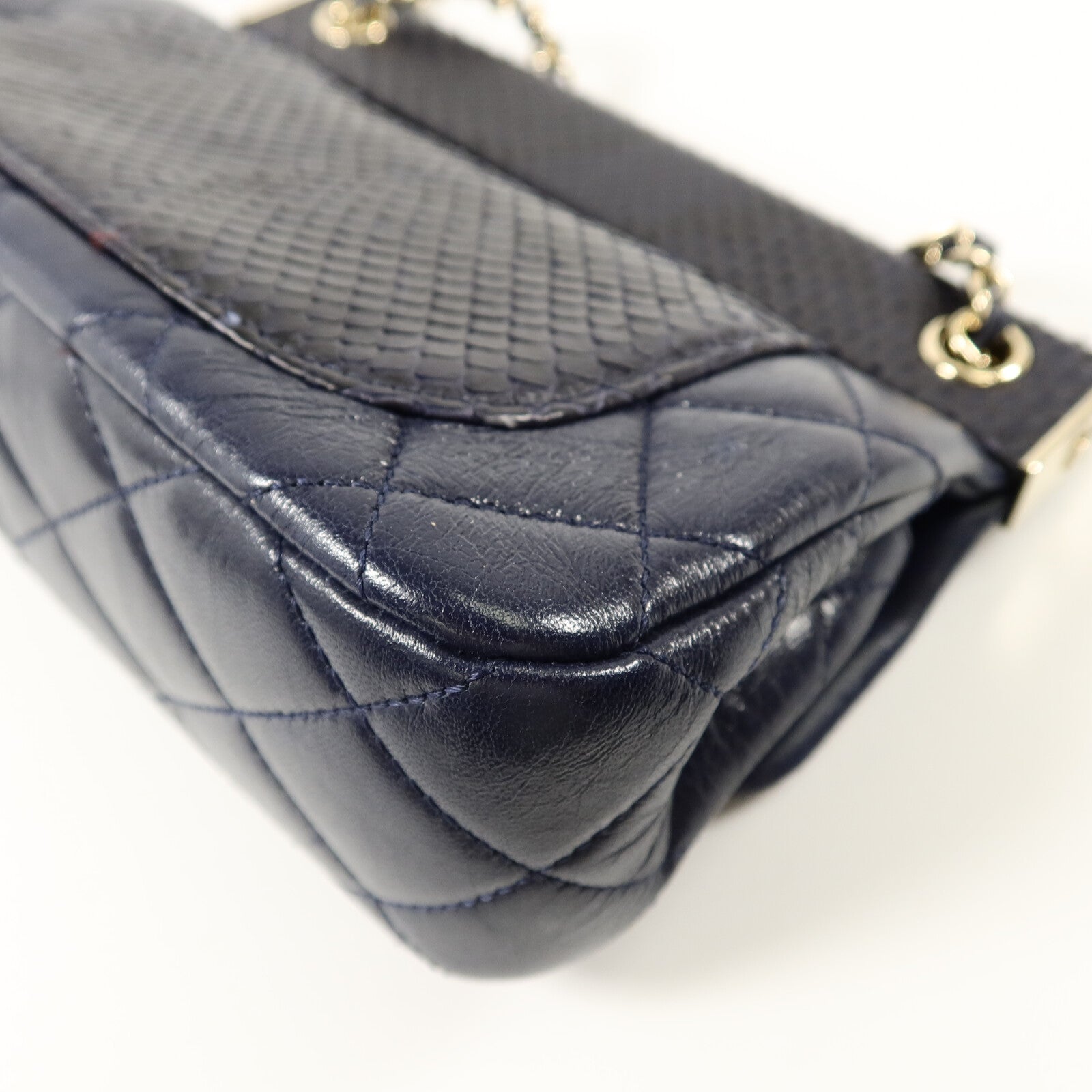 CHANEL Python/羊皮皮革Classic Frame Flap Bag鏈帶肩背袋