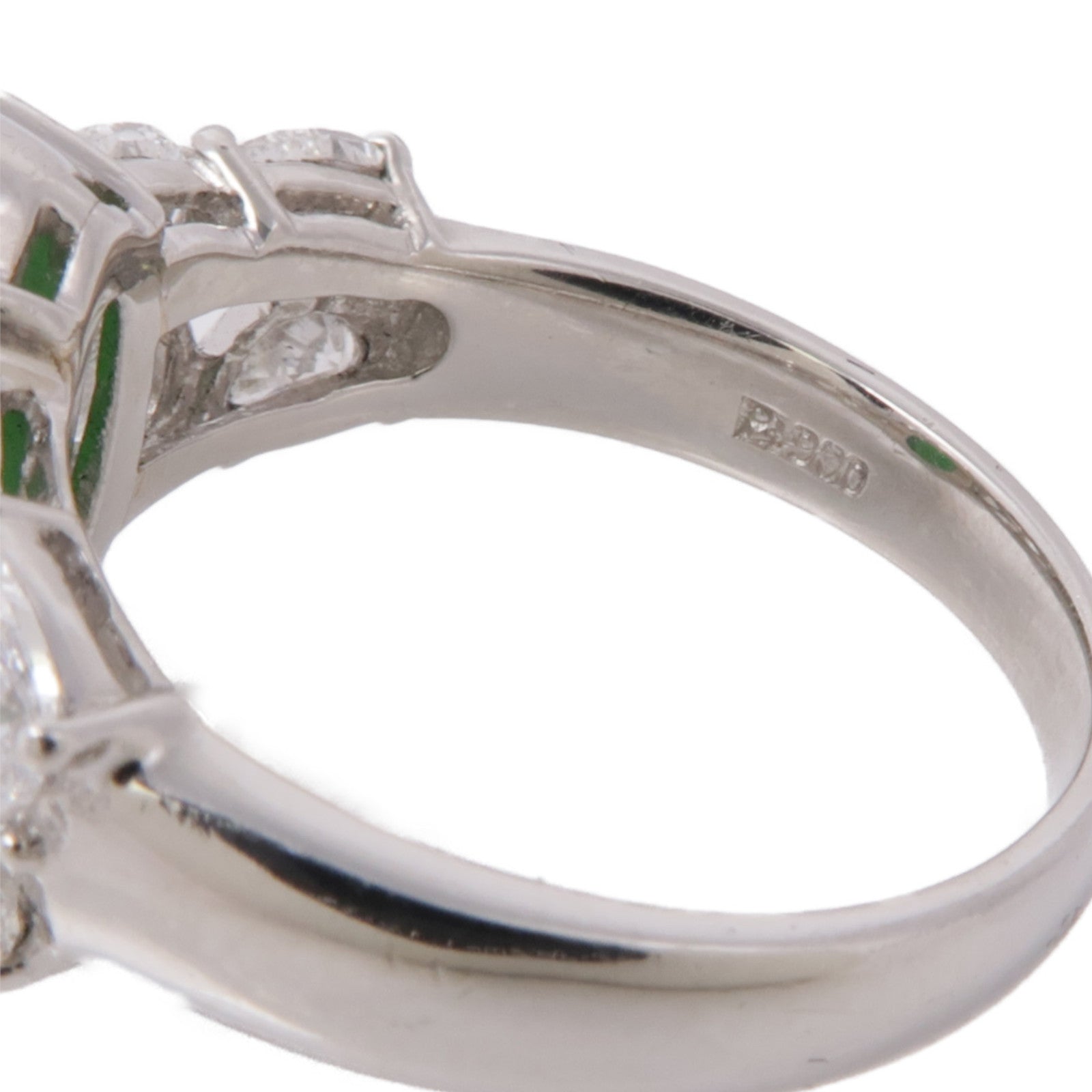 JEWELRY PT900鉑金Jade Diamond Ring翡翠/鑽石戒指US#6.5