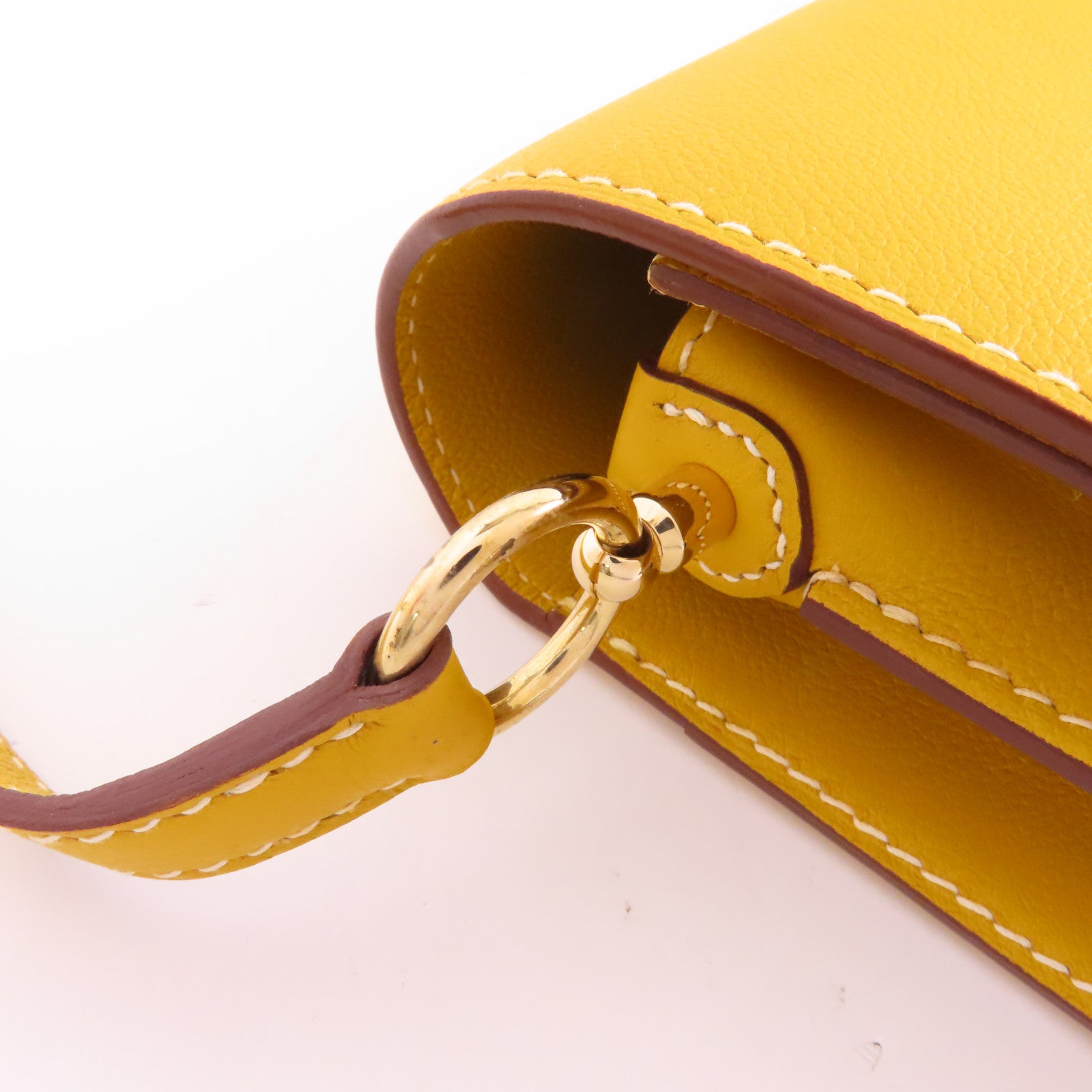 HERMES Evercolor皮革Roulis 23金扣肩背袋Jaune Ambre/黃色