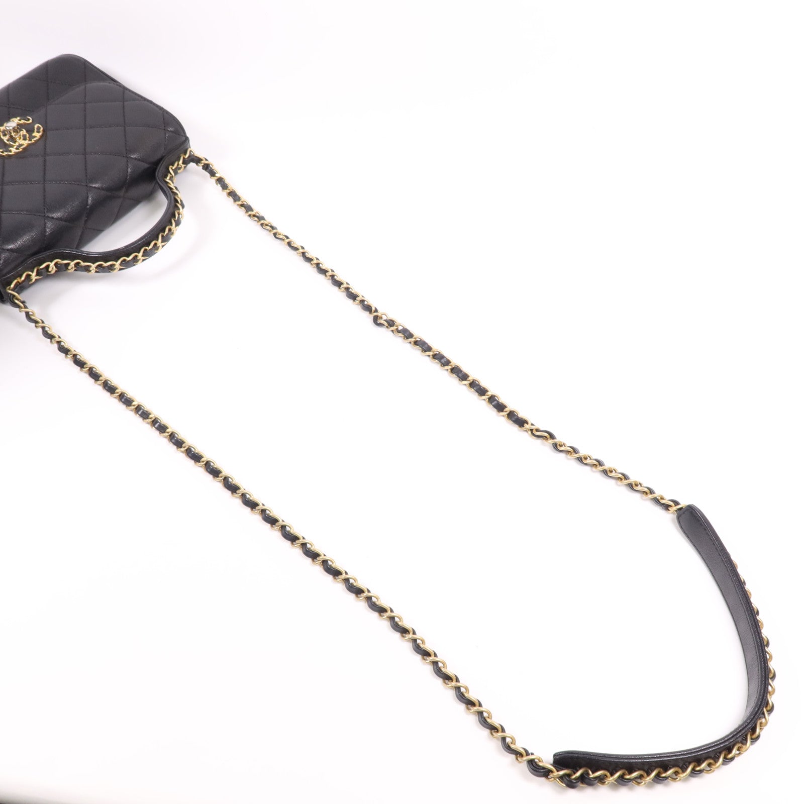 CHANEL 牛皮皮革Chain Shoulder Bag金扣鏈帶手挽肩背兩用袋