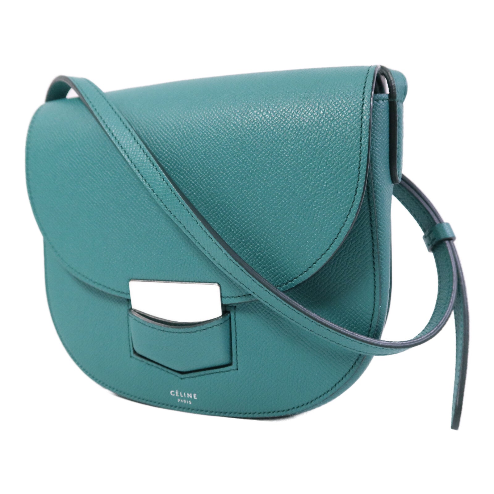 CELINE 牛皮皮革Trotteur銀扣肩背袋