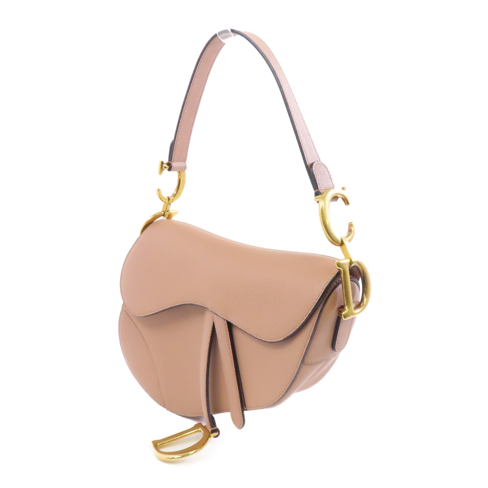 Dior 牛皮皮革Saddle Bag金扣肩背袋粉紅色