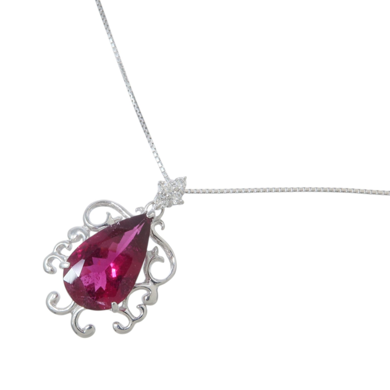 JEWELRY 18K白金Rubellite Diamond Necklace紅碧璽/鑽石項鍊