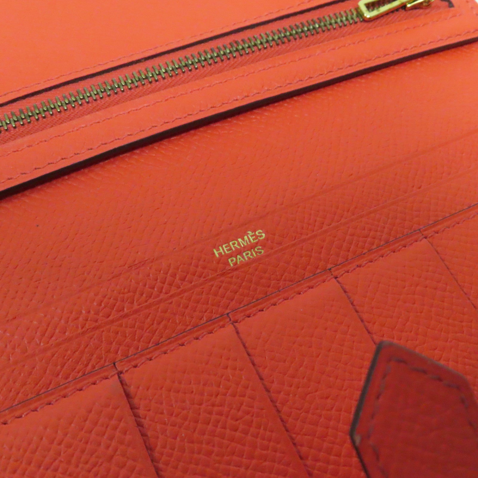 HERMES **【激減優惠】Epsom皮革Bearn W Snap金扣長錢包Rose Jaipur糖果紅色