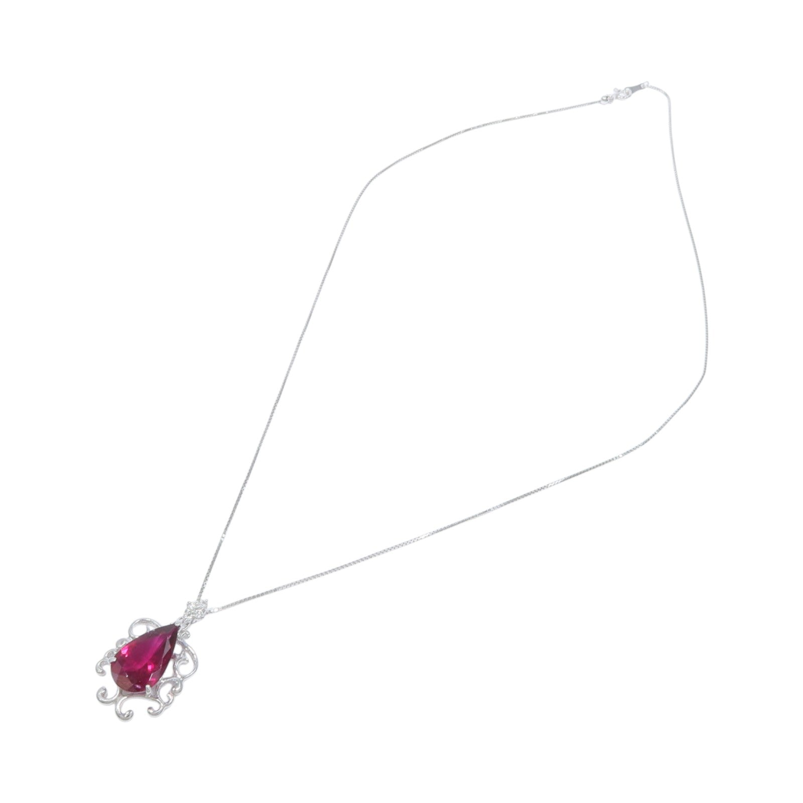 JEWELRY 18K白金Rubellite Diamond Necklace紅碧璽/鑽石項鍊