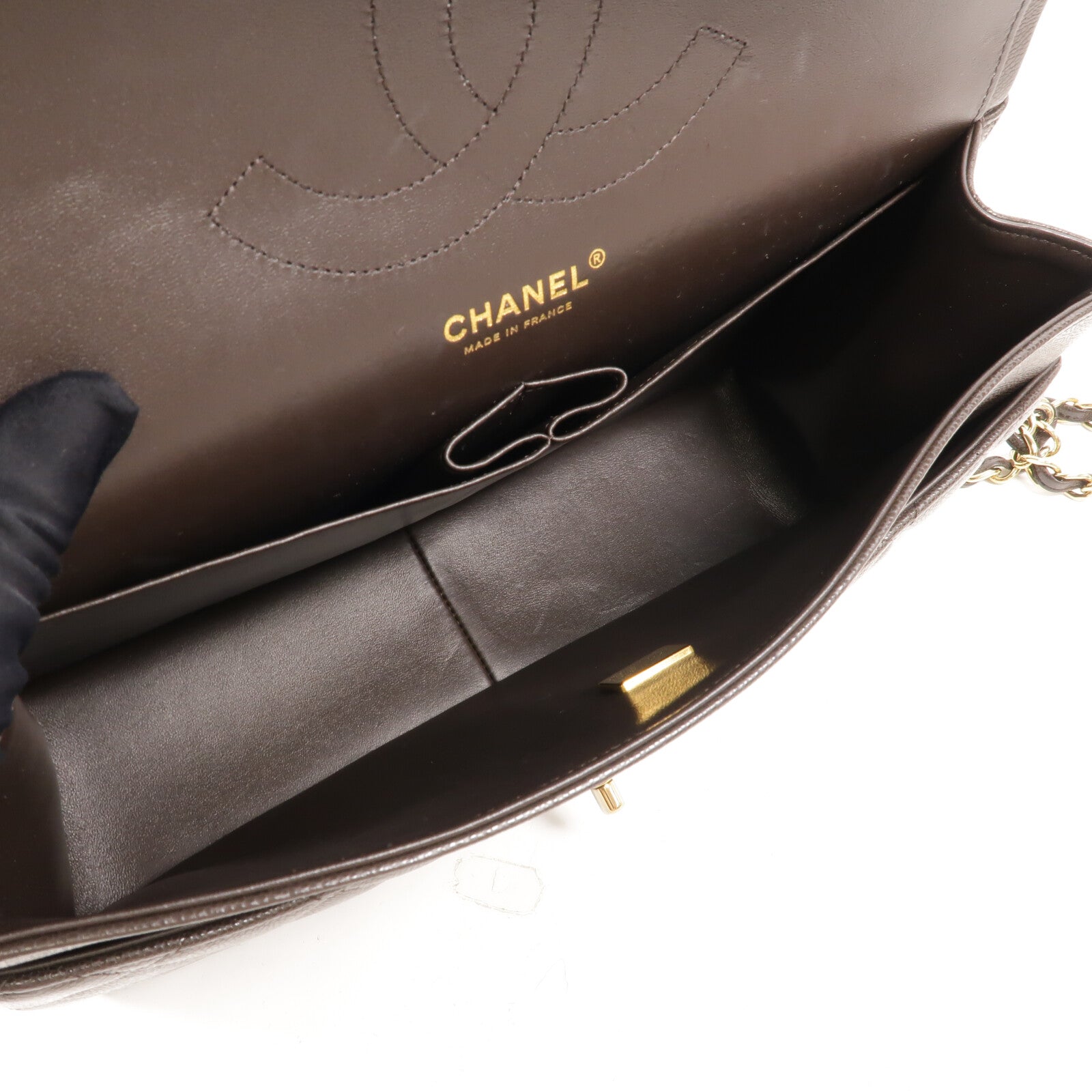 CHANEL 牛皮皮革Large Classic鏈帶肩背袋