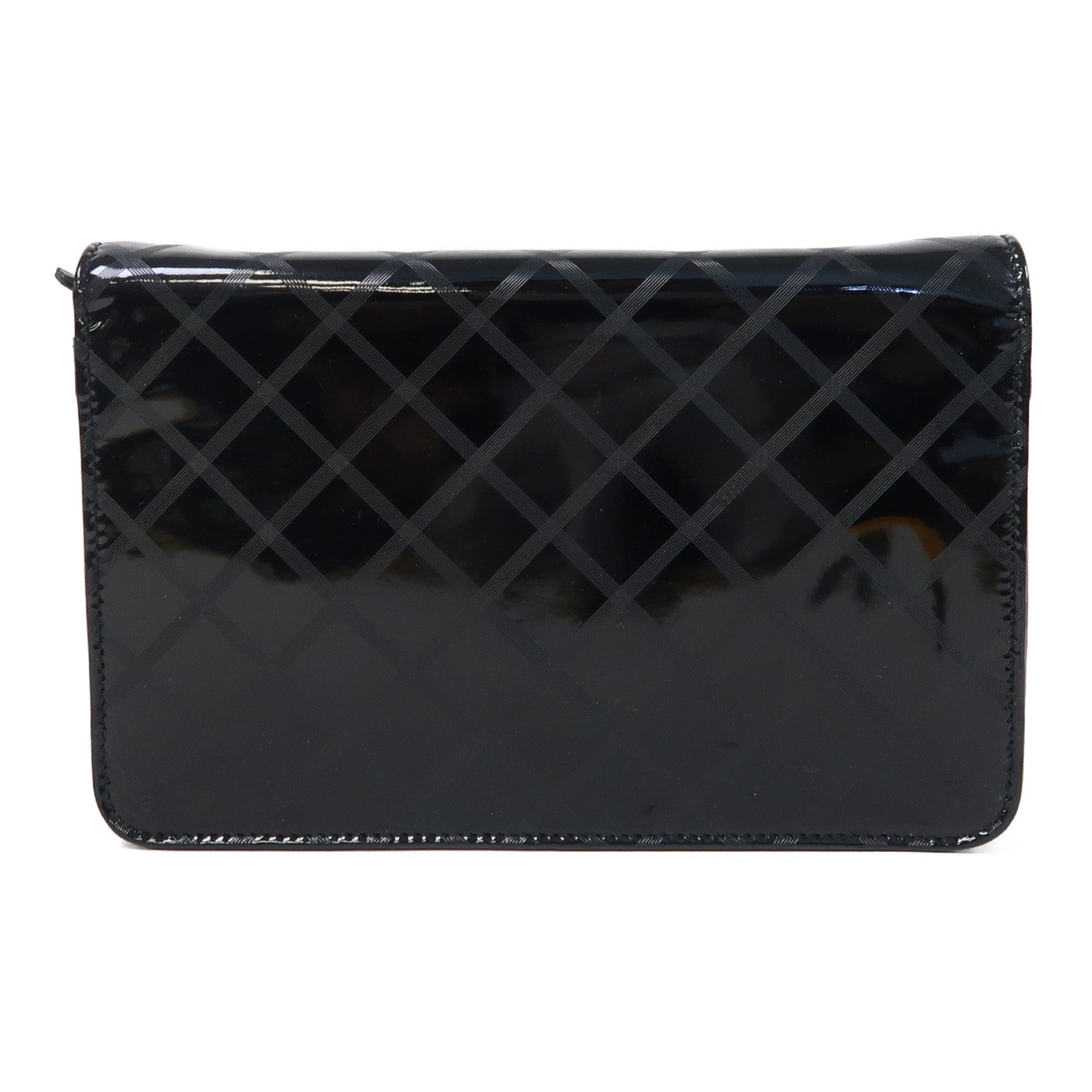 CHANEL 【激減優惠】漆皮皮革Wallet On Chain銀扣鏈帶肩背袋黑色