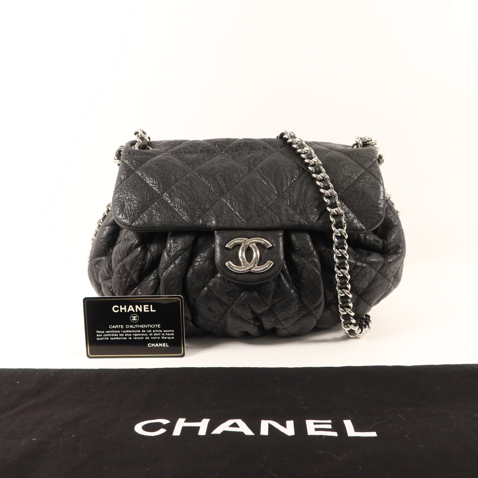 CHANEL 牛皮皮革Matelasse Chain Around Shoulder Bag銀扣鏈帶肩背袋