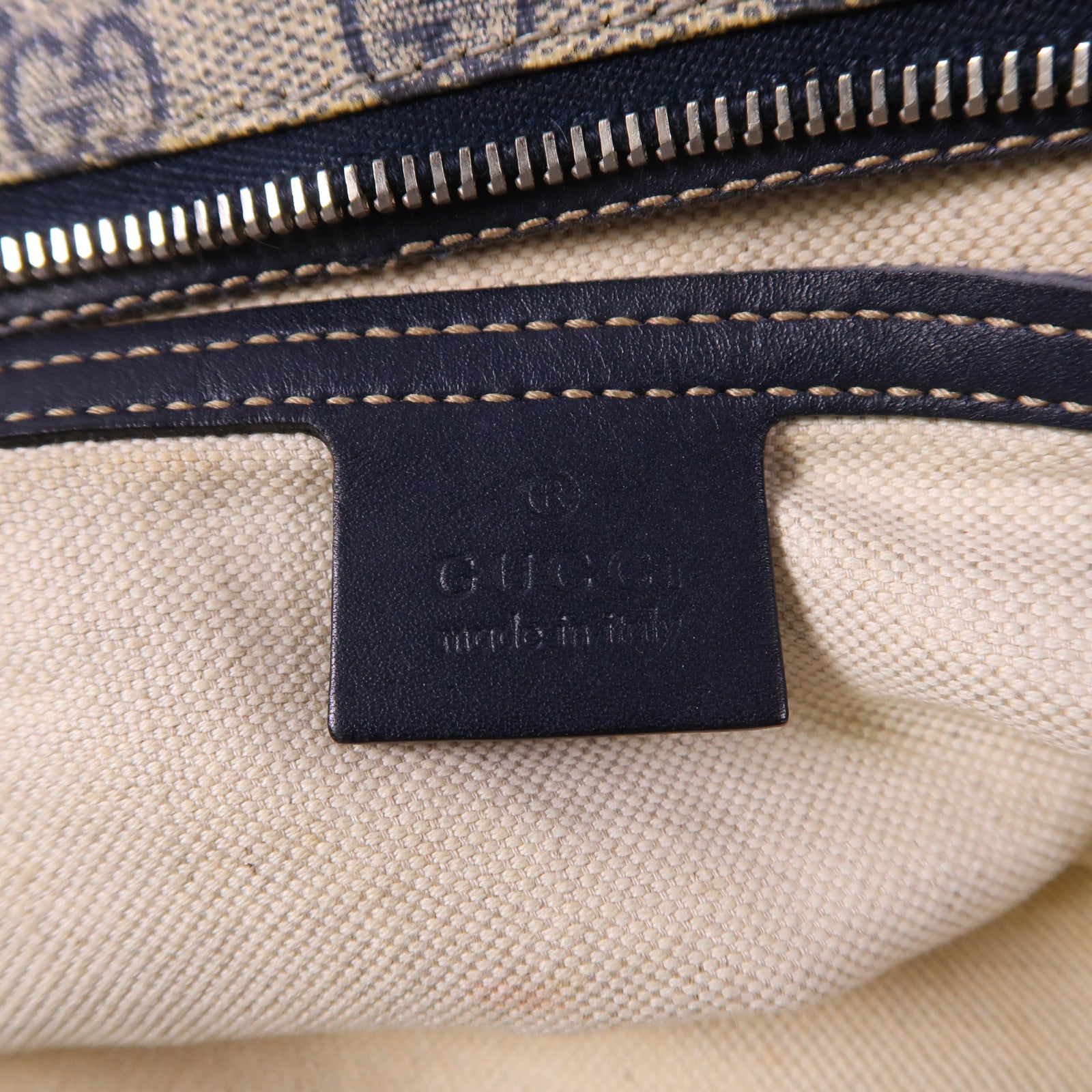 GUCCI 塗層帆布Tote Bag銀扣肩背袋