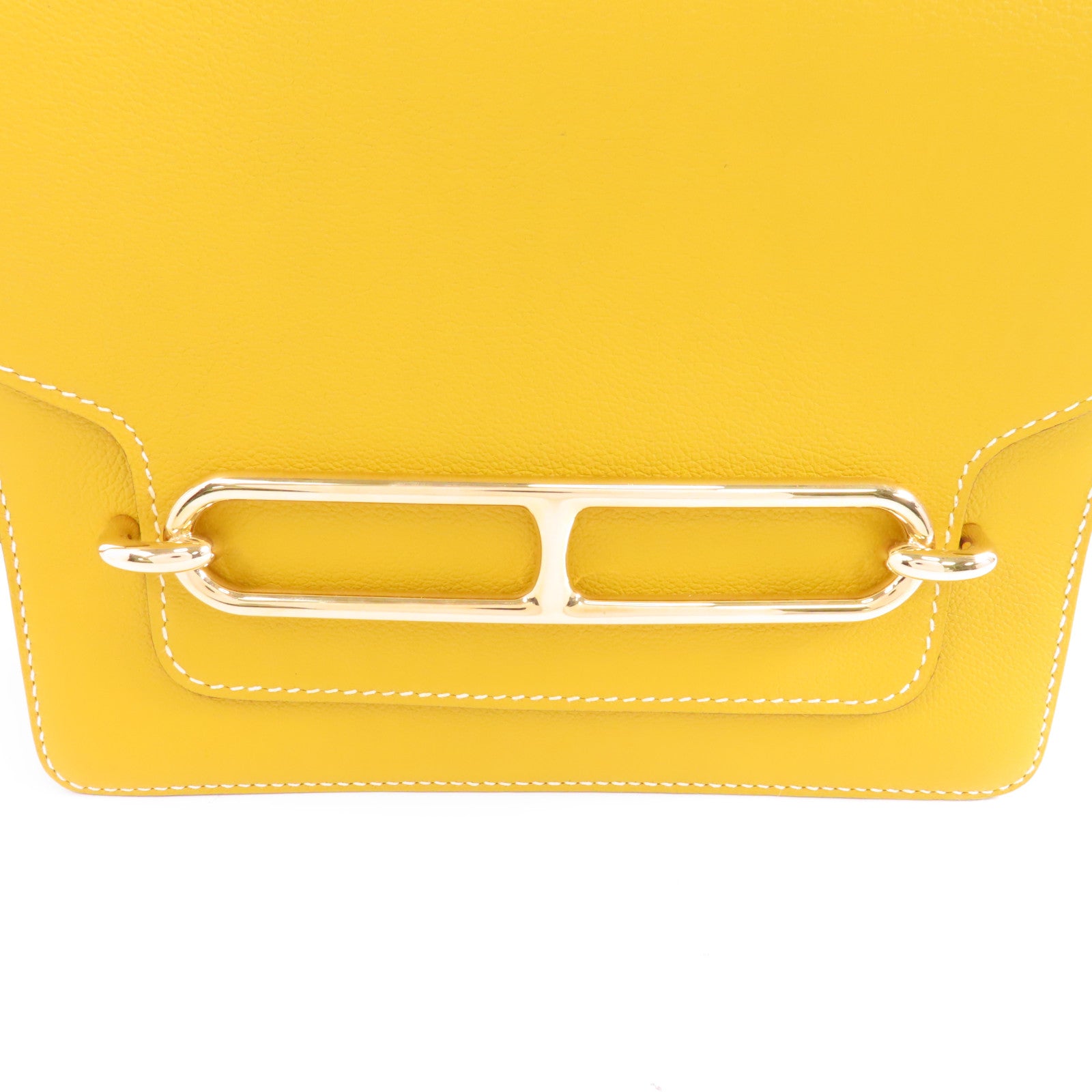 HERMES Evercolor皮革Roulis 23金扣肩背袋Jaune Ambre/黃色
