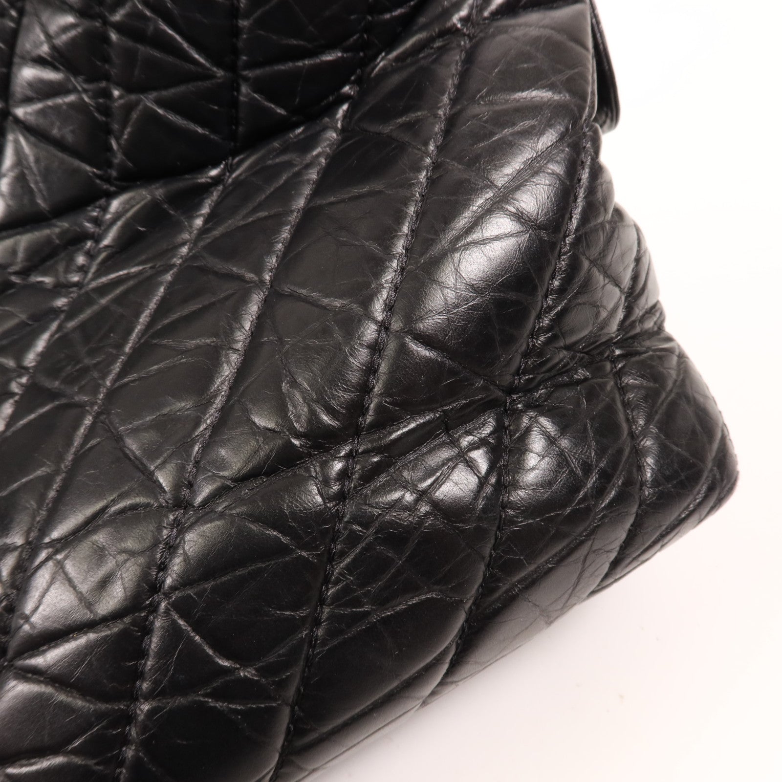 CHANEL 牛皮皮革Tote Bag銀扣肩背袋